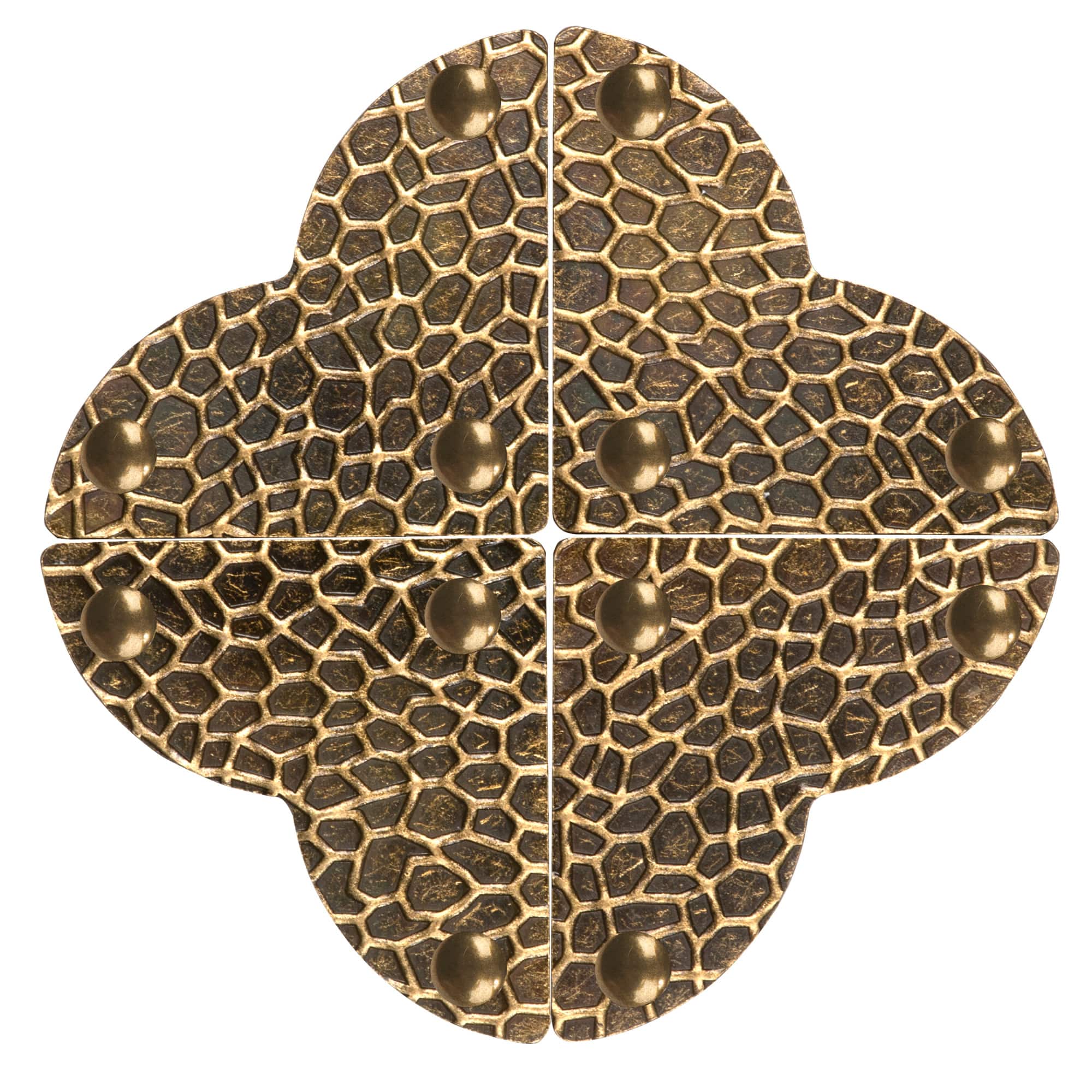 Dritz® Home Antique Brass Small Textured Quatrefoil Corners, 3ct.