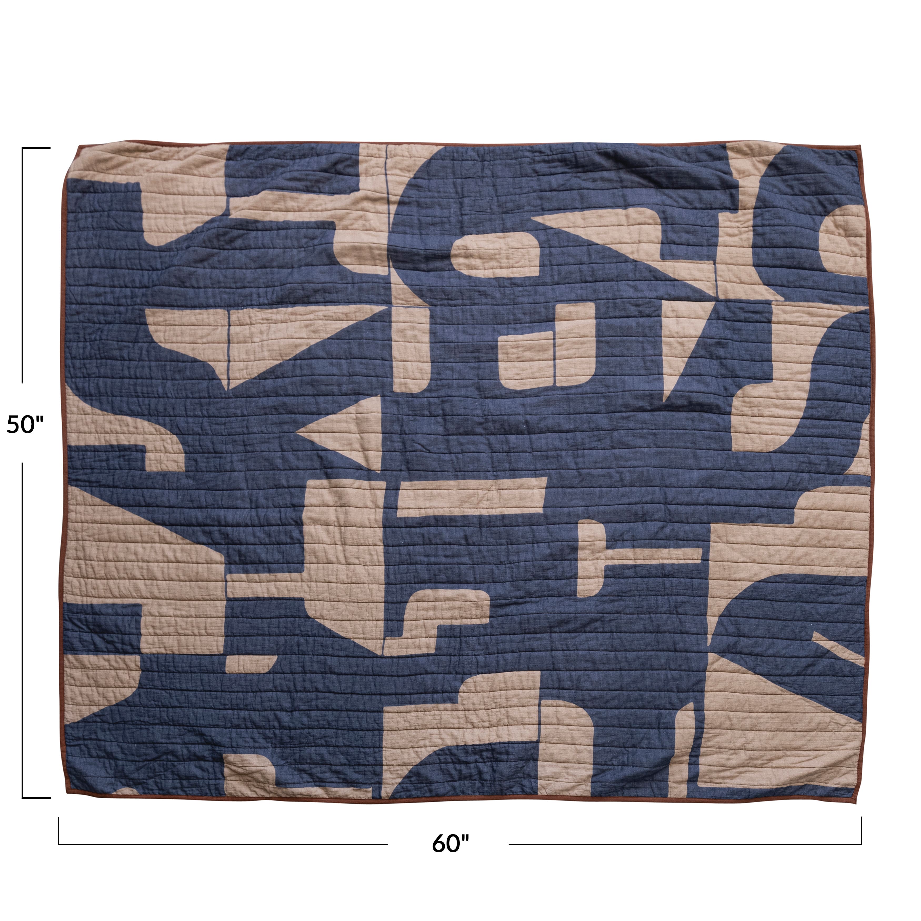 Blue Natural Modern Quilted Cotton Throw Blanket