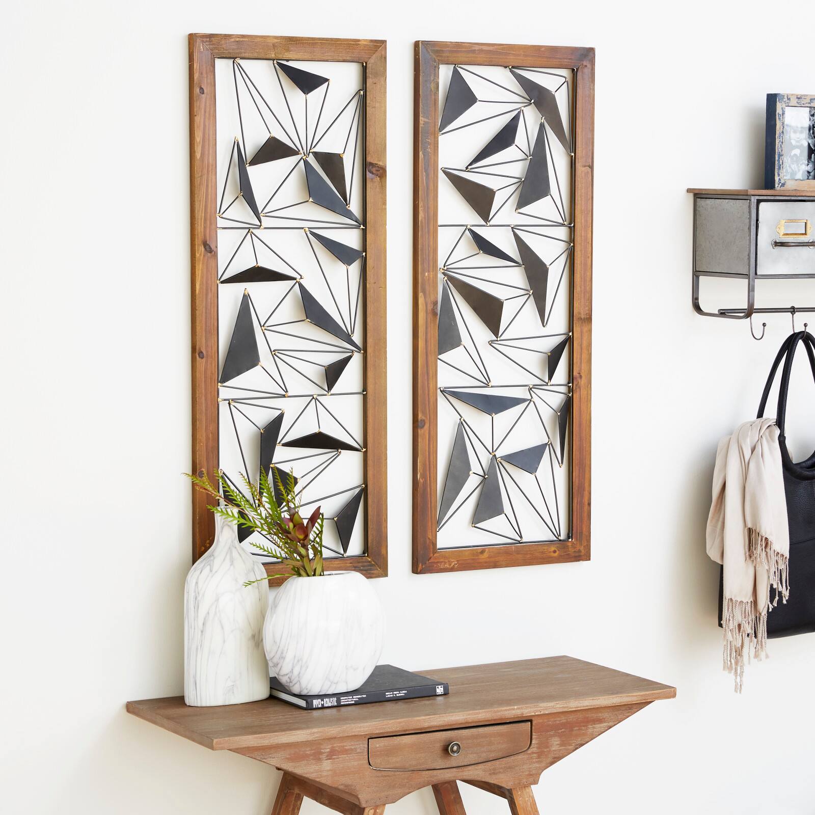 Black & White Geometric Metal Wall Art Set, 2ct.