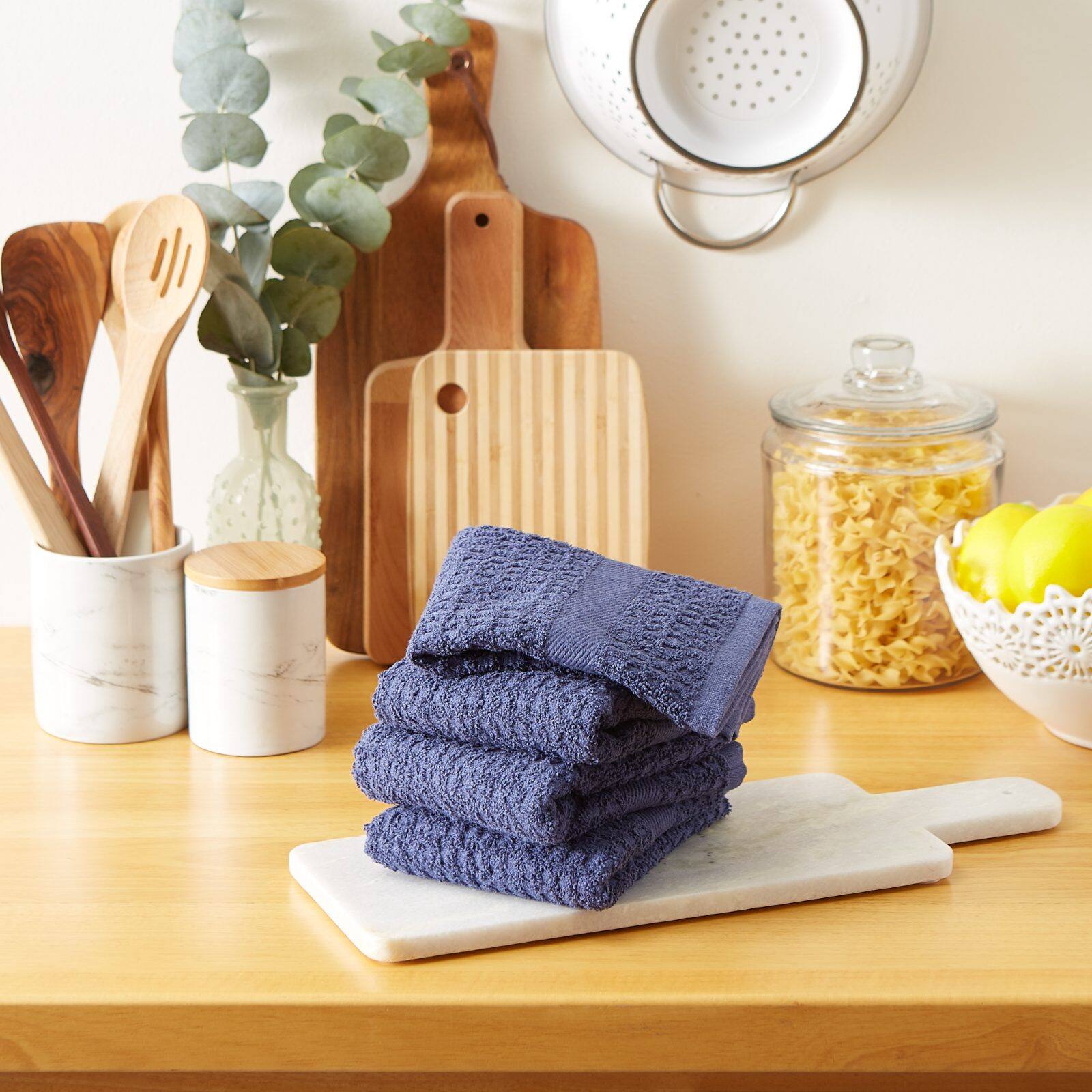 DII&#xAE; Solid French Blue Waffle Terry Dishtowels, 4ct.