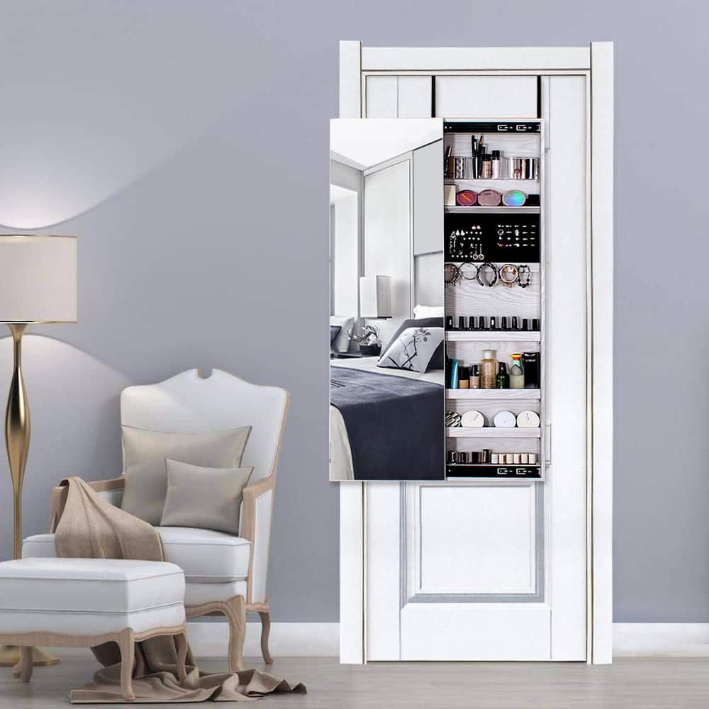 Mountain Home Elegant White Over-the-Door Mounted Jewelry Armoire