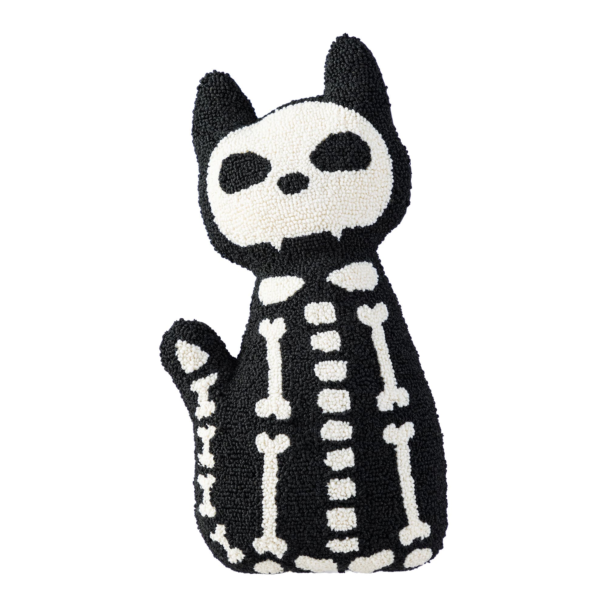 Glitzhome® 18"H Halloween Hooked Skeleton Cat Shaped Pillow