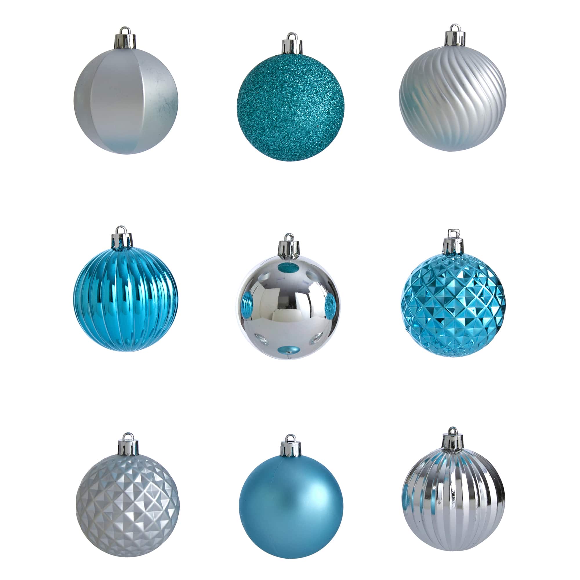 101ct. 2" Blue & Silver Shatterproof Ball Ornaments