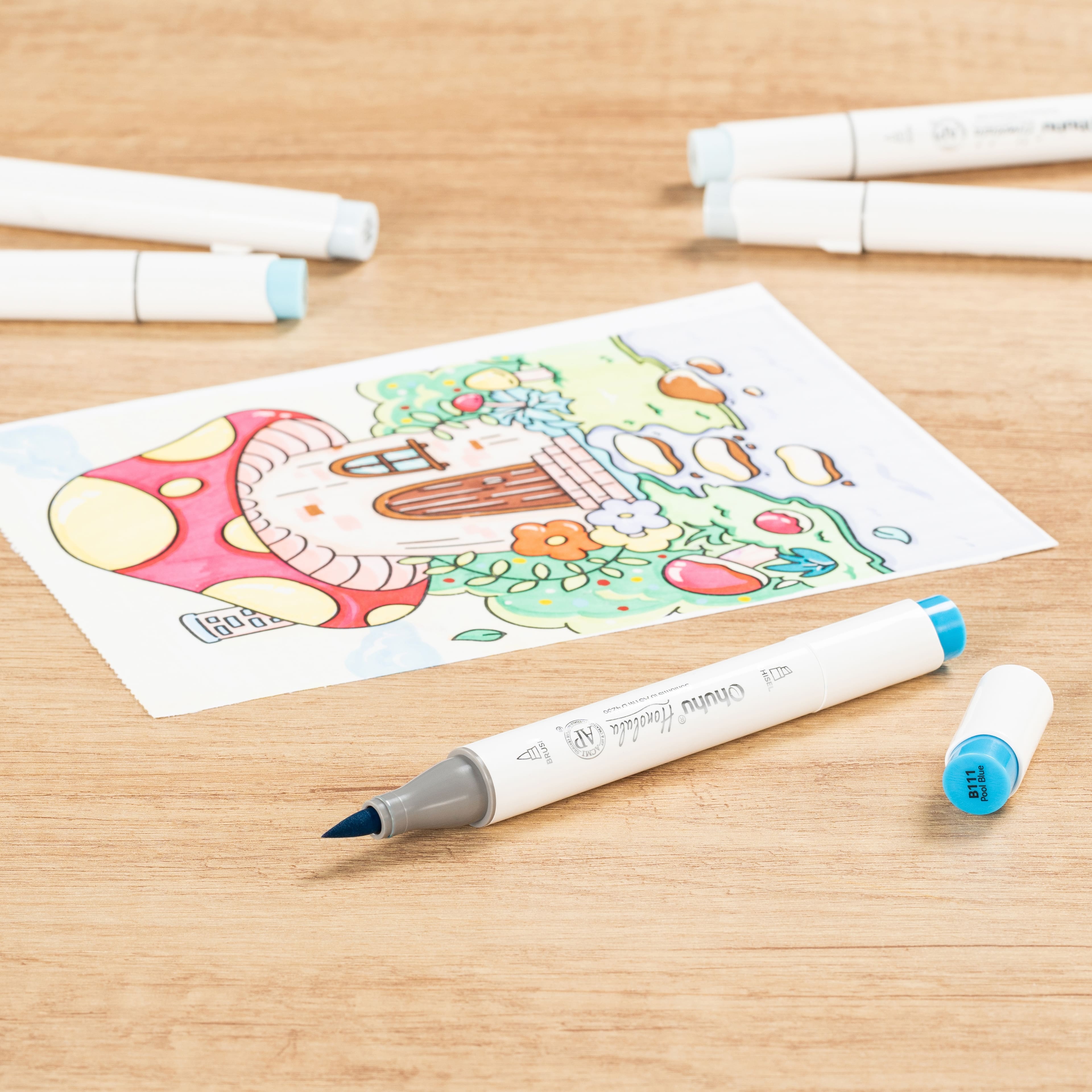 Ohuhu&#xAE; Honolulu Brush &#x26; Chisel Dual Tip Marker