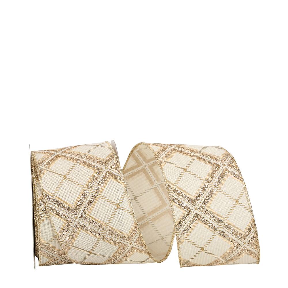 JAM Paper 2.5" x 10yd. Glitter Christmas Diamonds Wired Ribbon