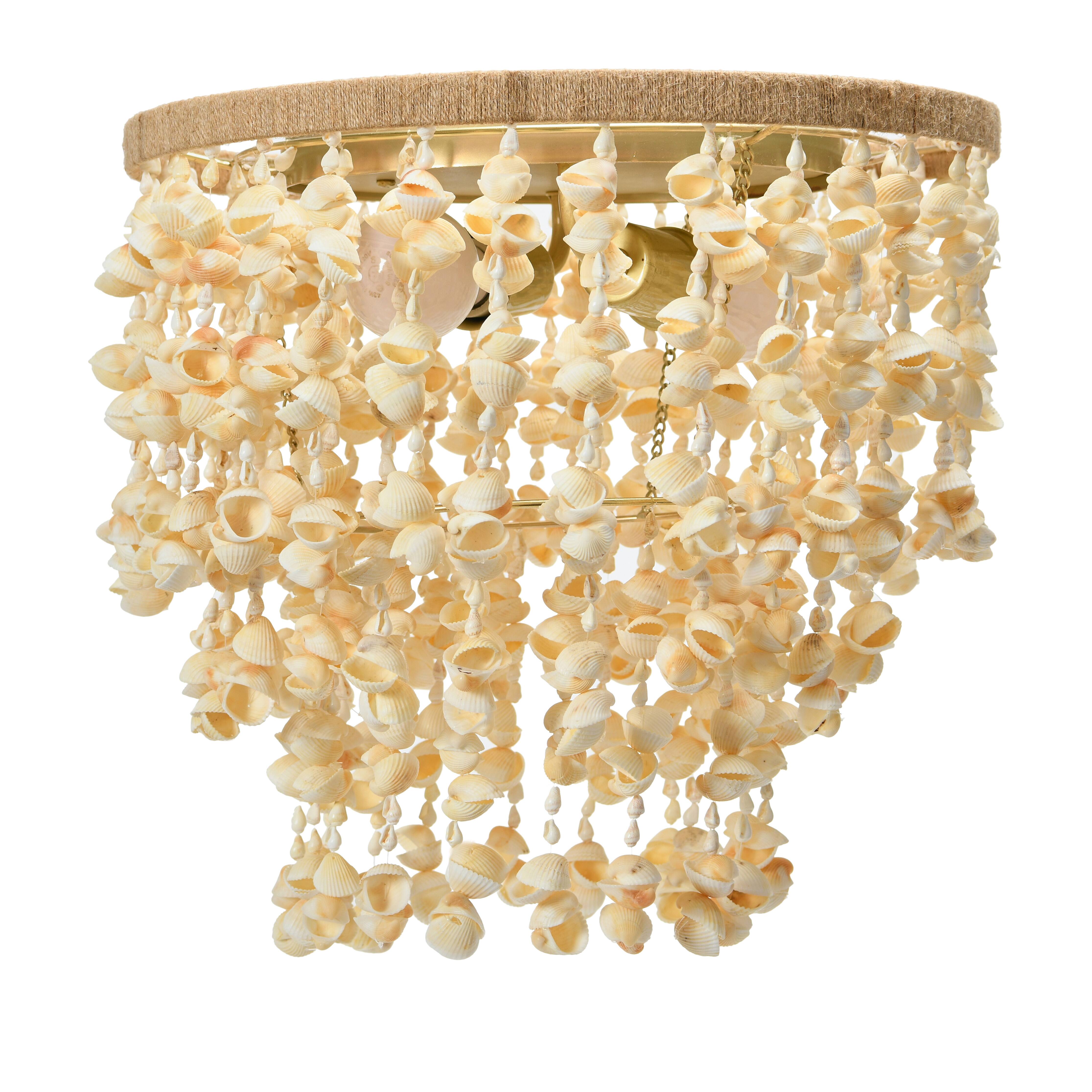 Hello Honey&#xAE; 15&#x22; Round Metal and Shell Flush Mount Ceiling Light