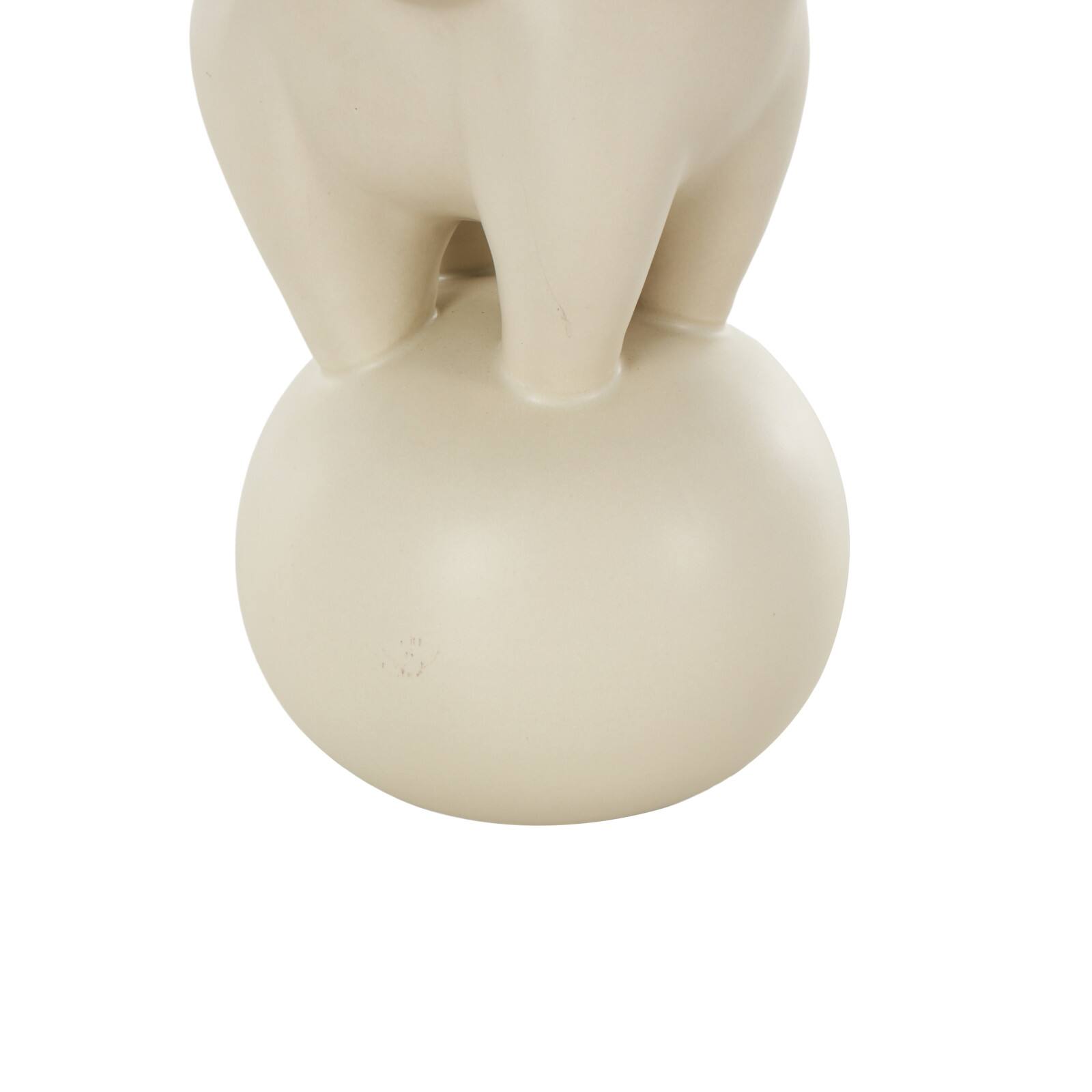 10.5" White Ceramic Elephant Trumpeting Decorative Sculpture with Round Base Set