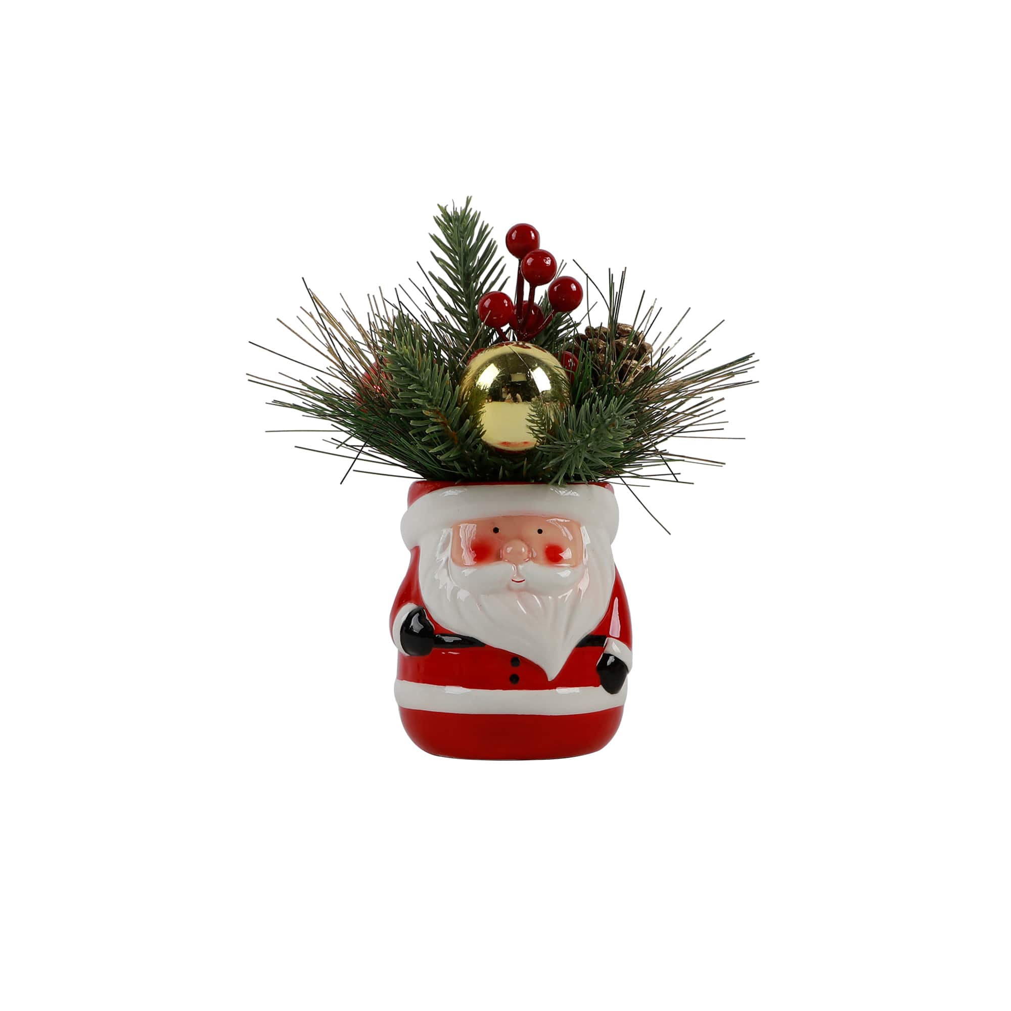 Christmas Mix In 7&#x22; Santa Ceramic Pot