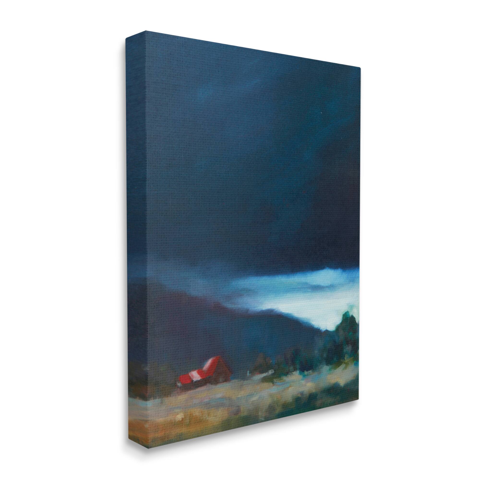 Stupell Industries Storm Clouds over Countryside Cottage Landscape Canvas Wall Art