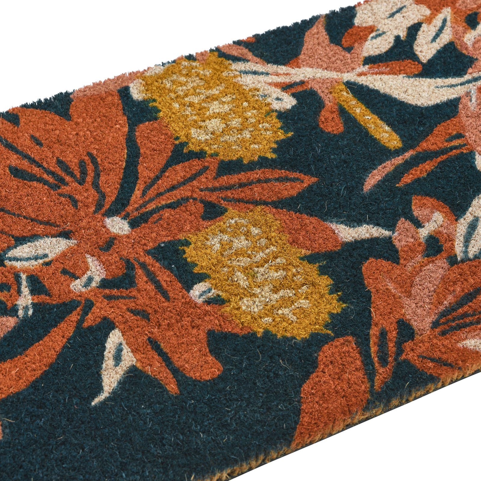 Multicolor Floral Print Natural Coir Doormat