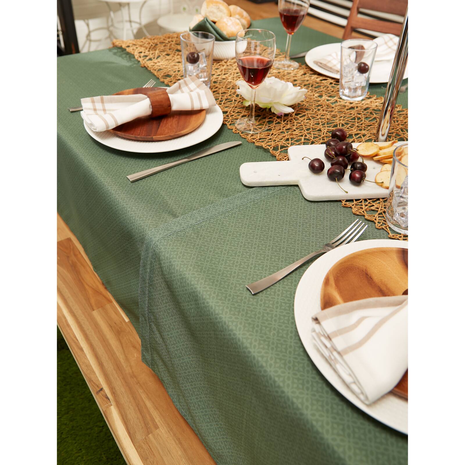 Artichoke Tonal Lattice Print Outdoor Tablecloth With Zipper 60" Round