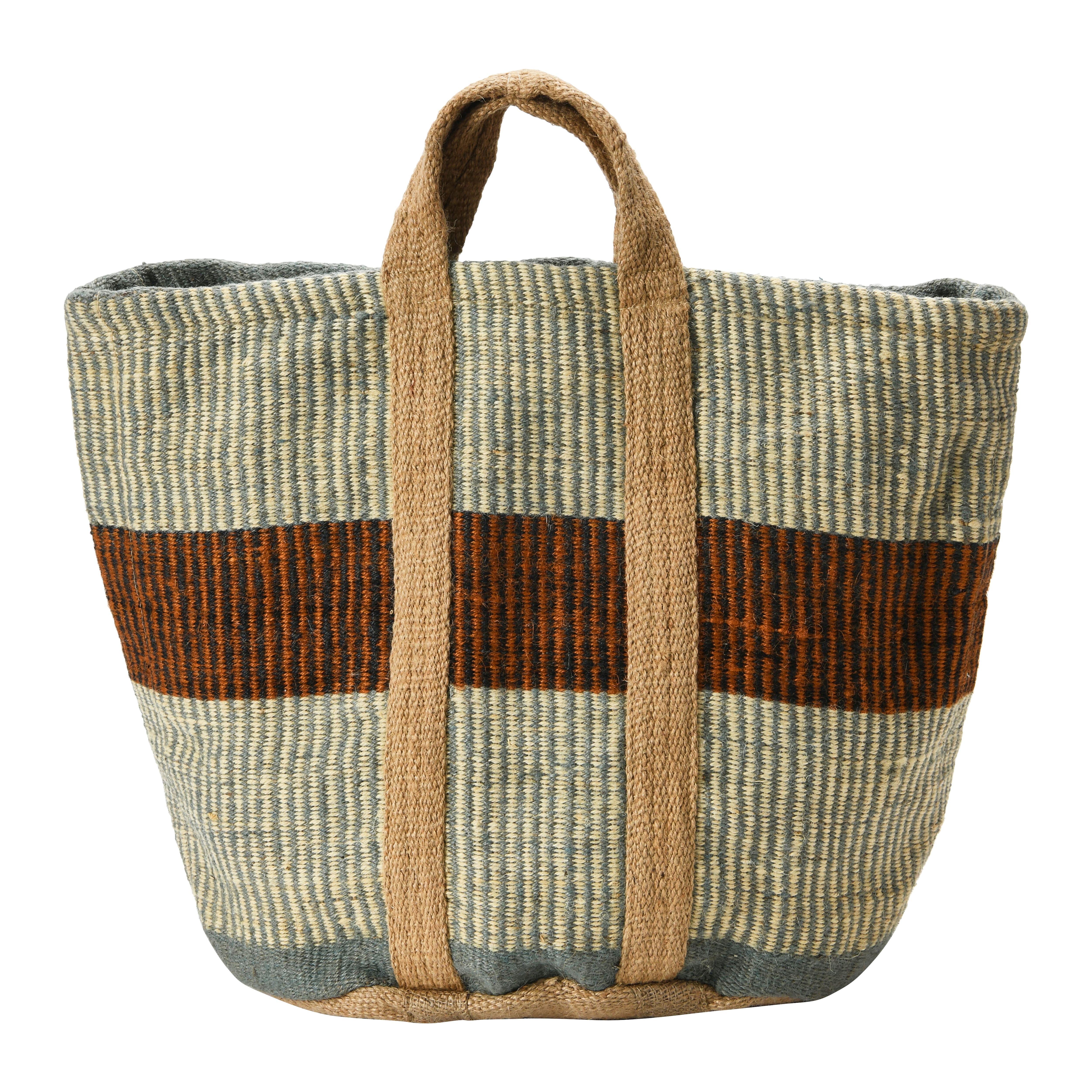 Hello Honey® 24" Rust Striped Woven Jute Tote with Liner