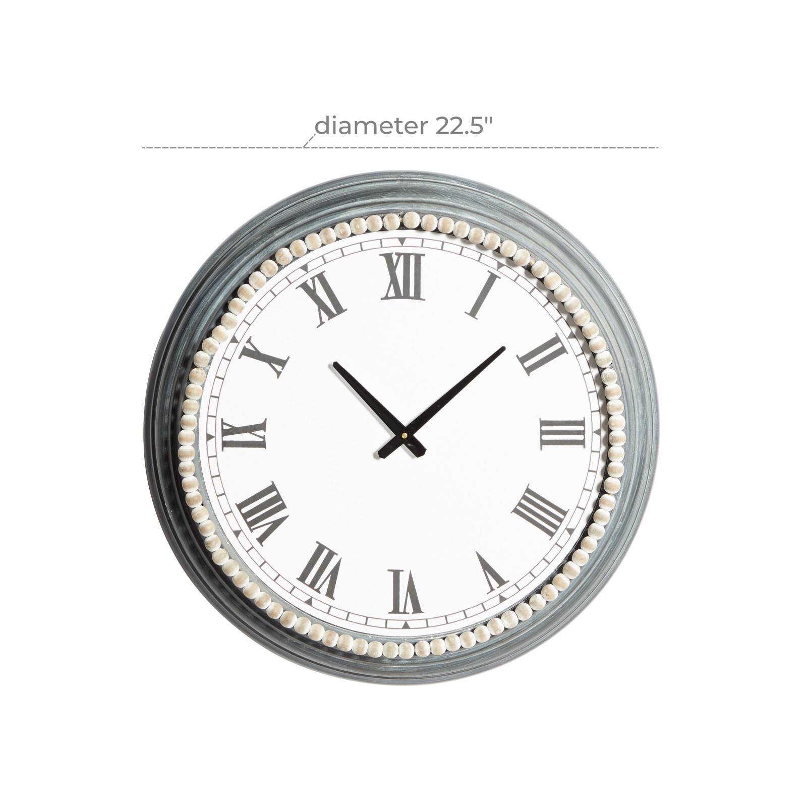 White Metal Farmhouse Wall Clock, 23&#x22; x 23&#x22; x 3&#x22;