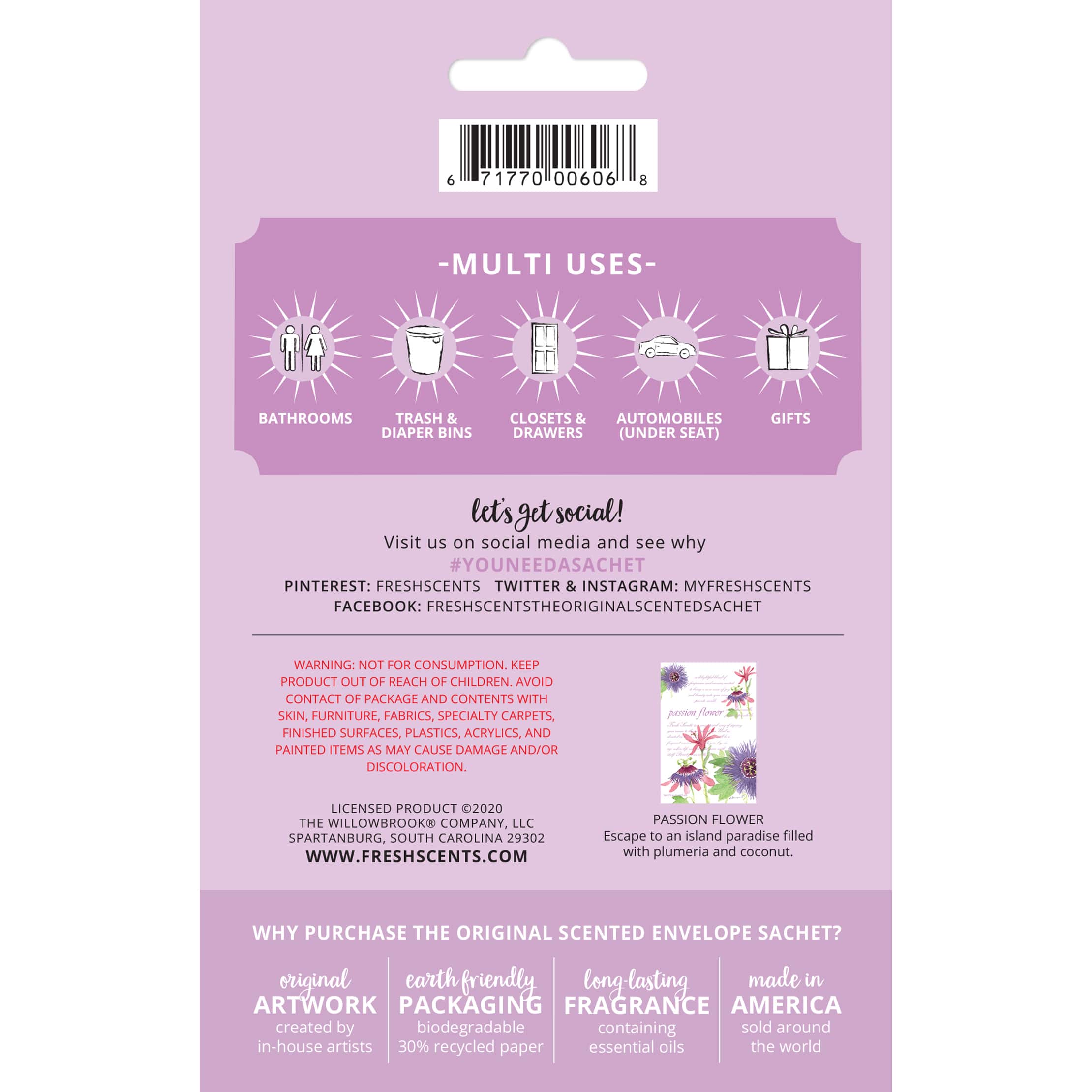 Willowbrook® Fresh Scents™ Passion Flower Fragrance Sachets, 3ct.