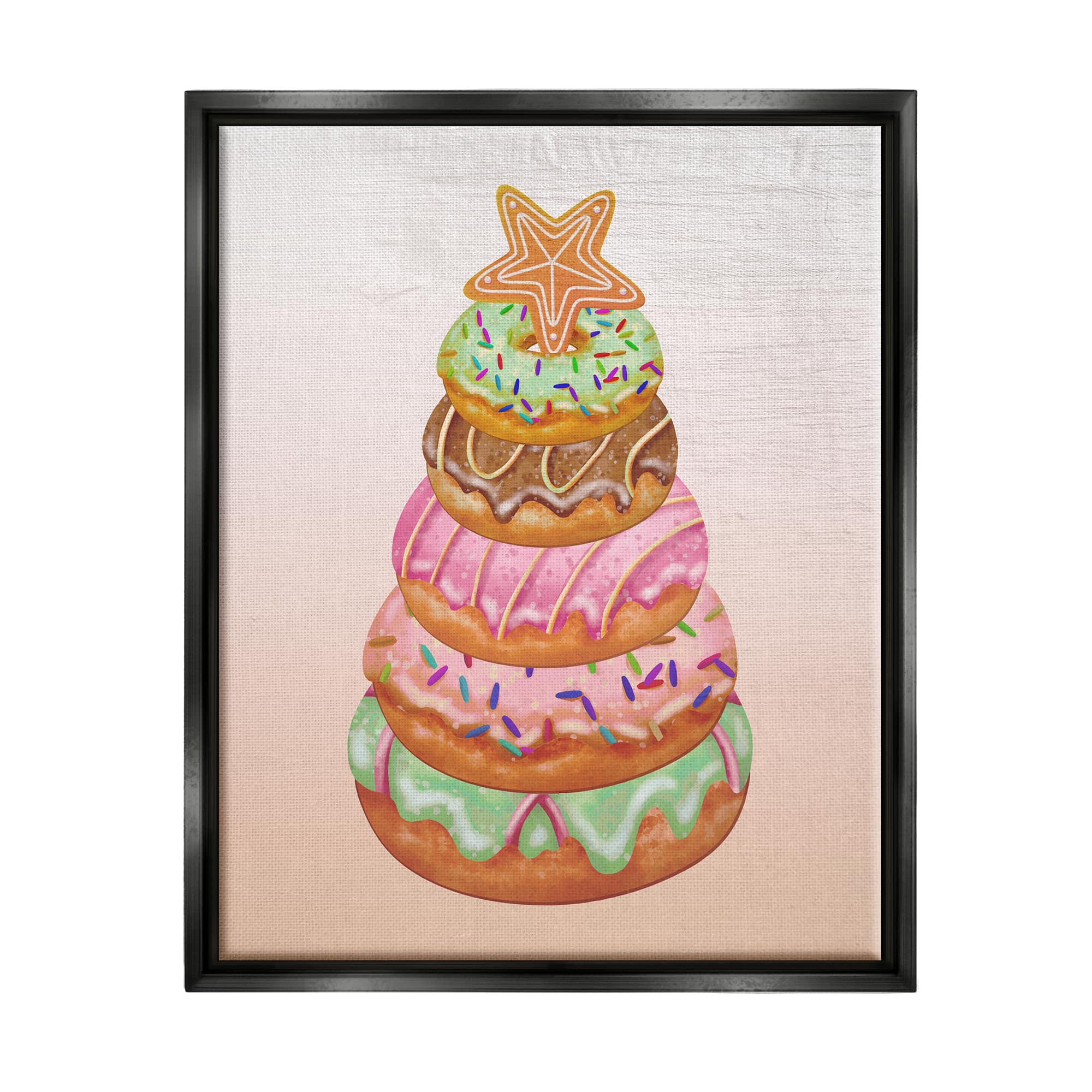 Stupell Industries Seasonal Sweets Stacked Donuts Framed Floater Canvas Wall Art