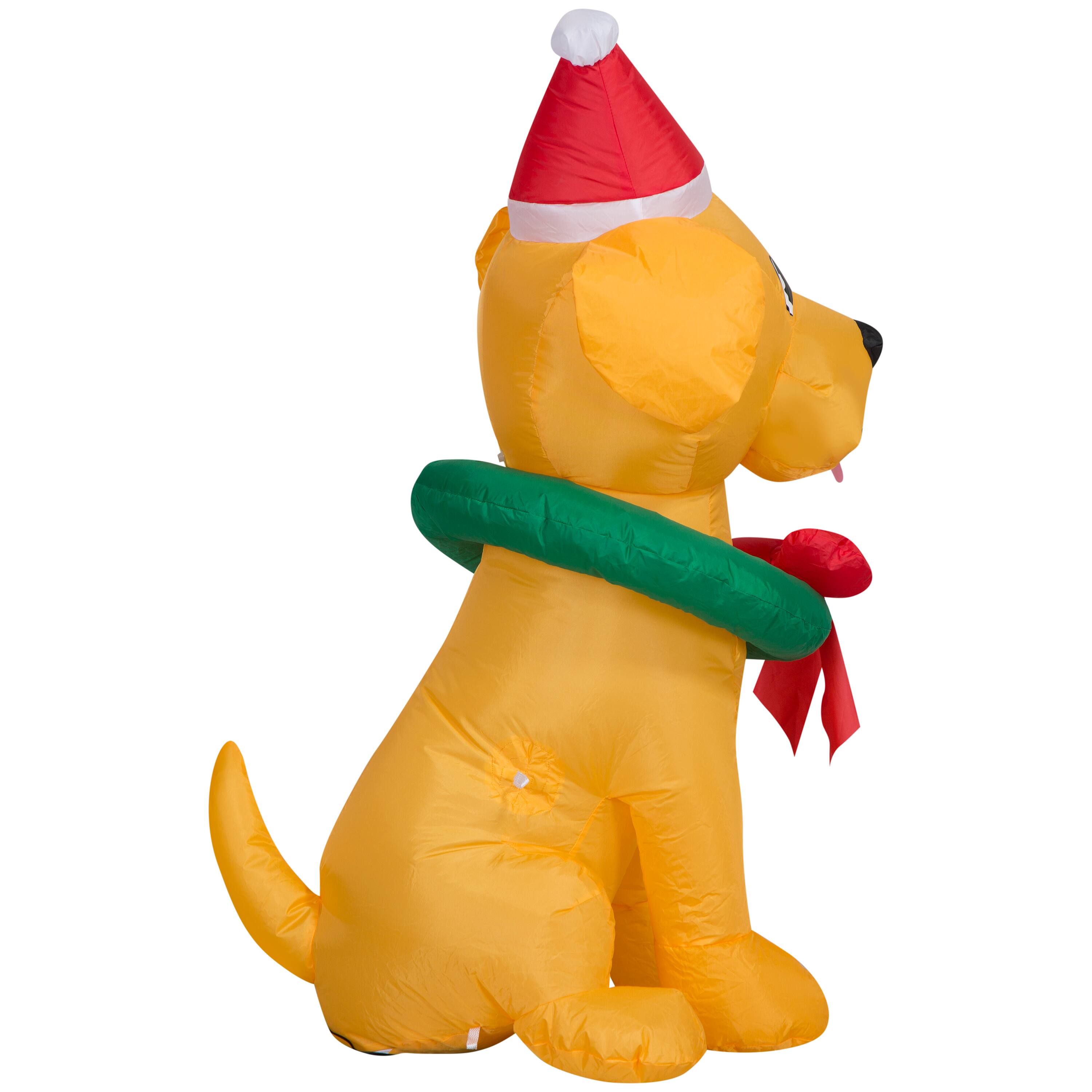 3.5ft. Airblown&#xAE; Inflatable Christmas Yellow Lab with Wreath