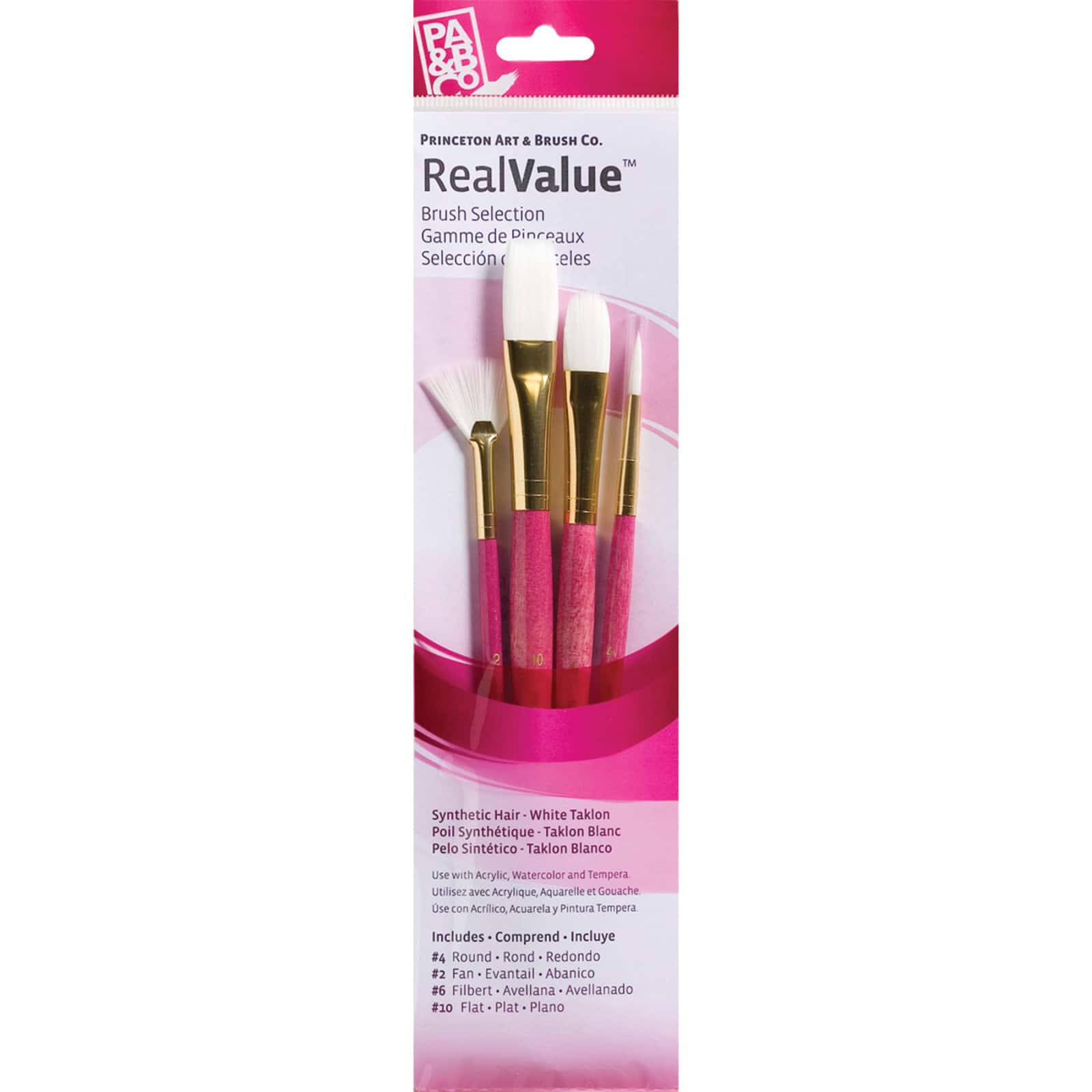 Princeton™ RealValue™ White Taklon 4 Piece Brush Set