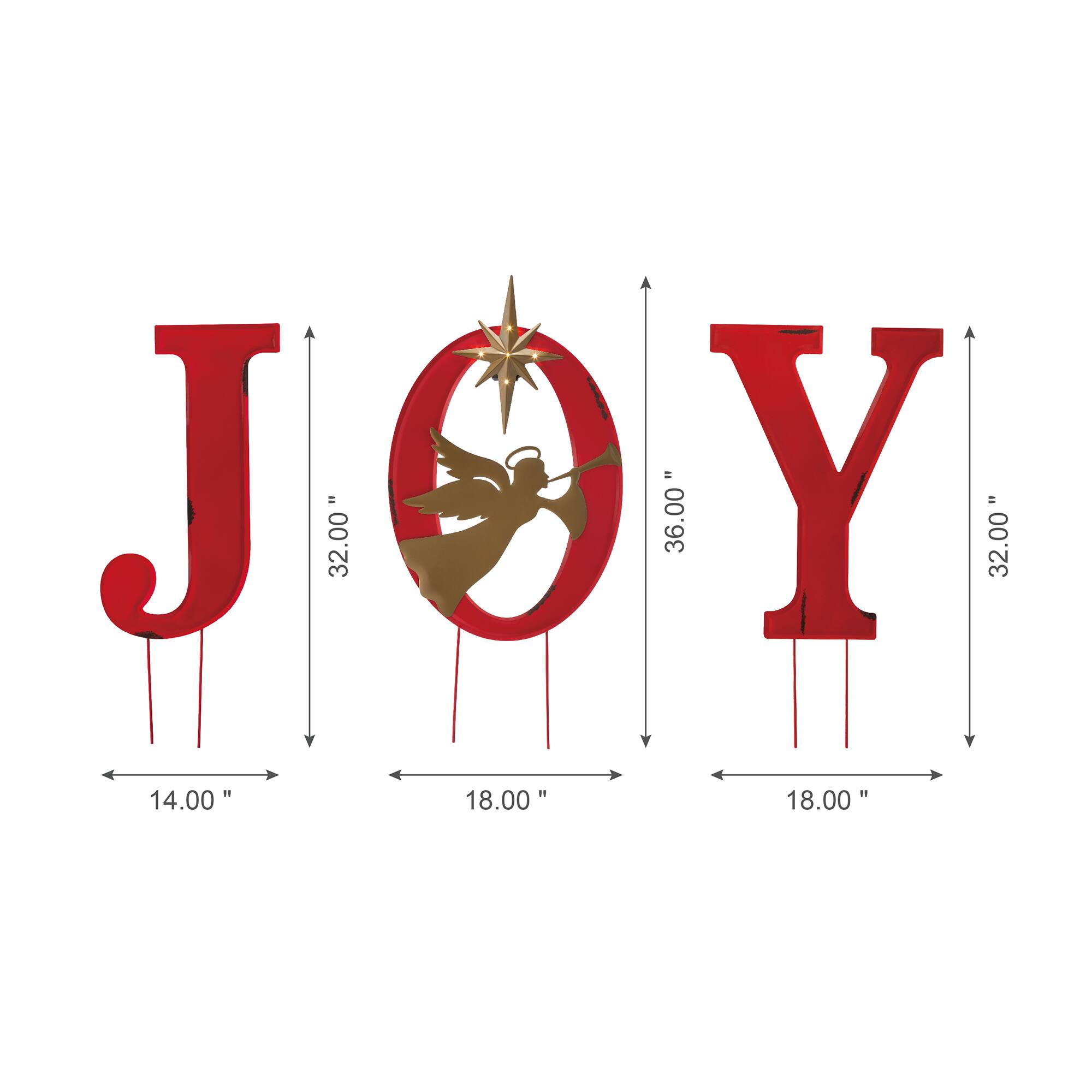 Glitzhome&#xAE; 3.5ft. LED Metal Joy Angel Yard Stake Set with Timer