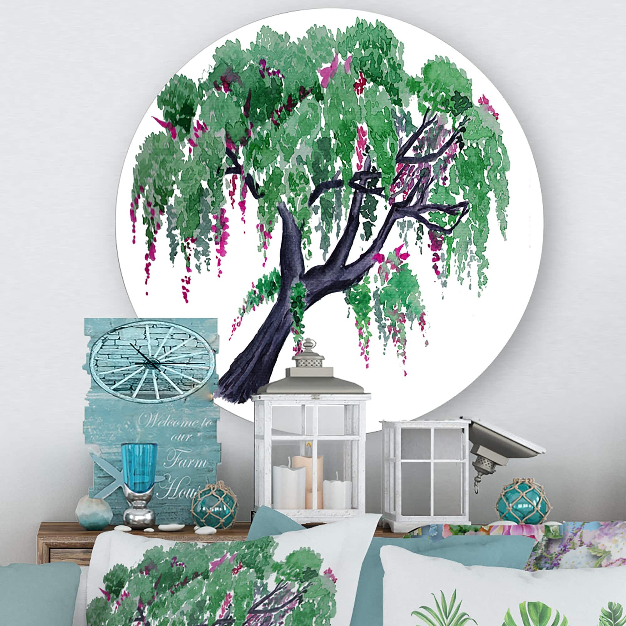 Designart - Tree of Wisteria - Traditional Metal Circle Wall Art