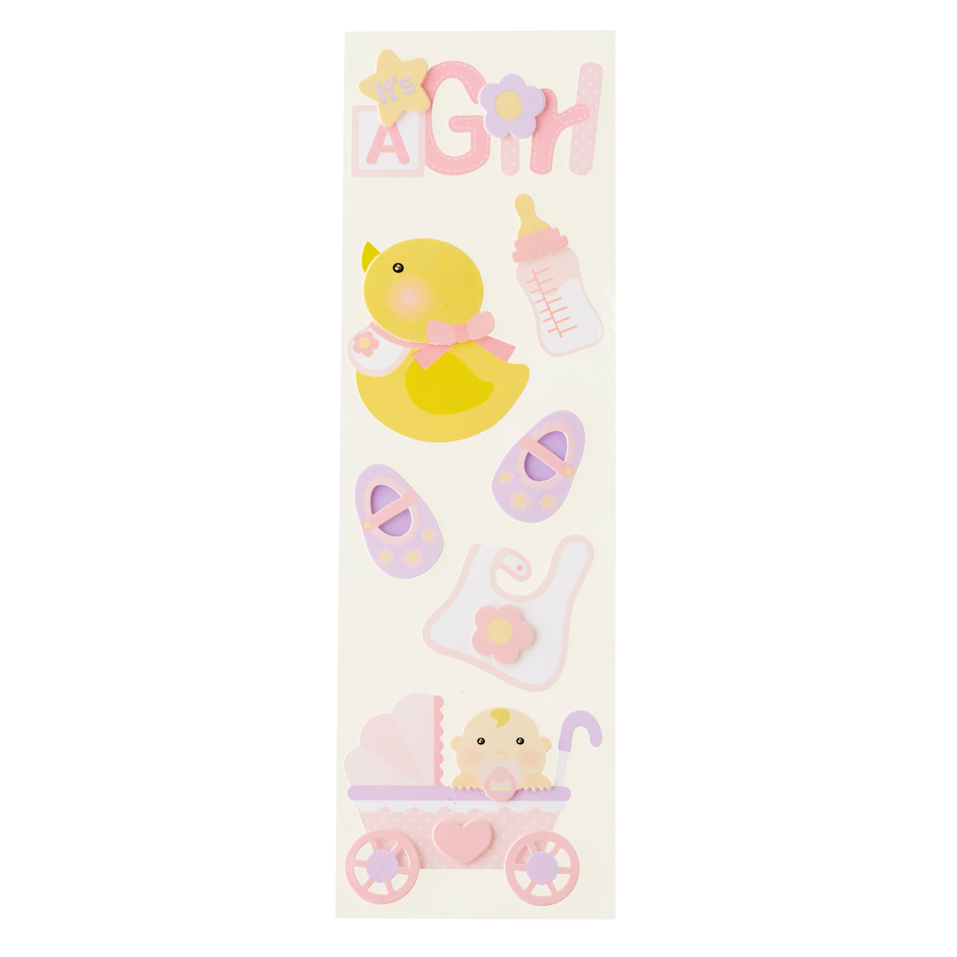 12 Pack: Baby Girl Dimensional Stickers by Recollections&#x2122;