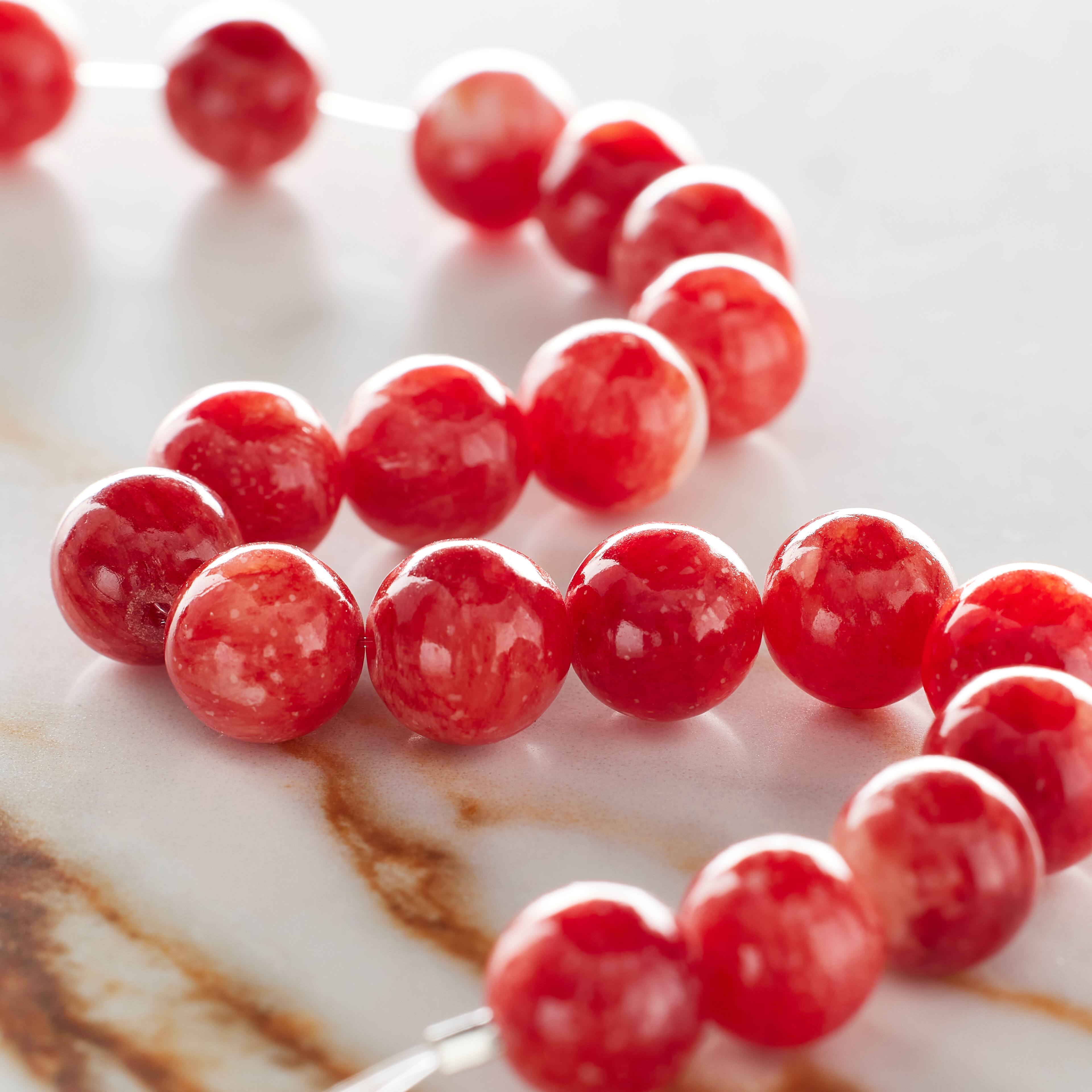 12 Pack: Red Round Stone Beads, 10mm by Bead Landing™