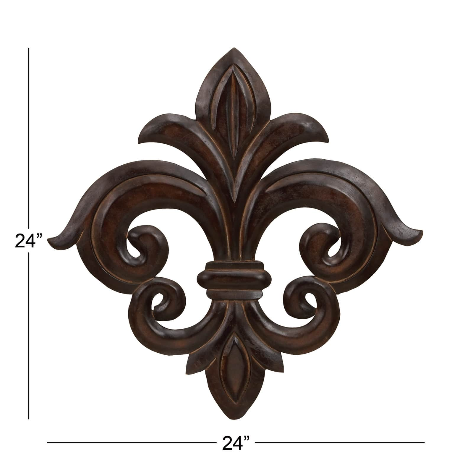 24&#x22; Brown Traditional Ornamental Wood Wall Decor