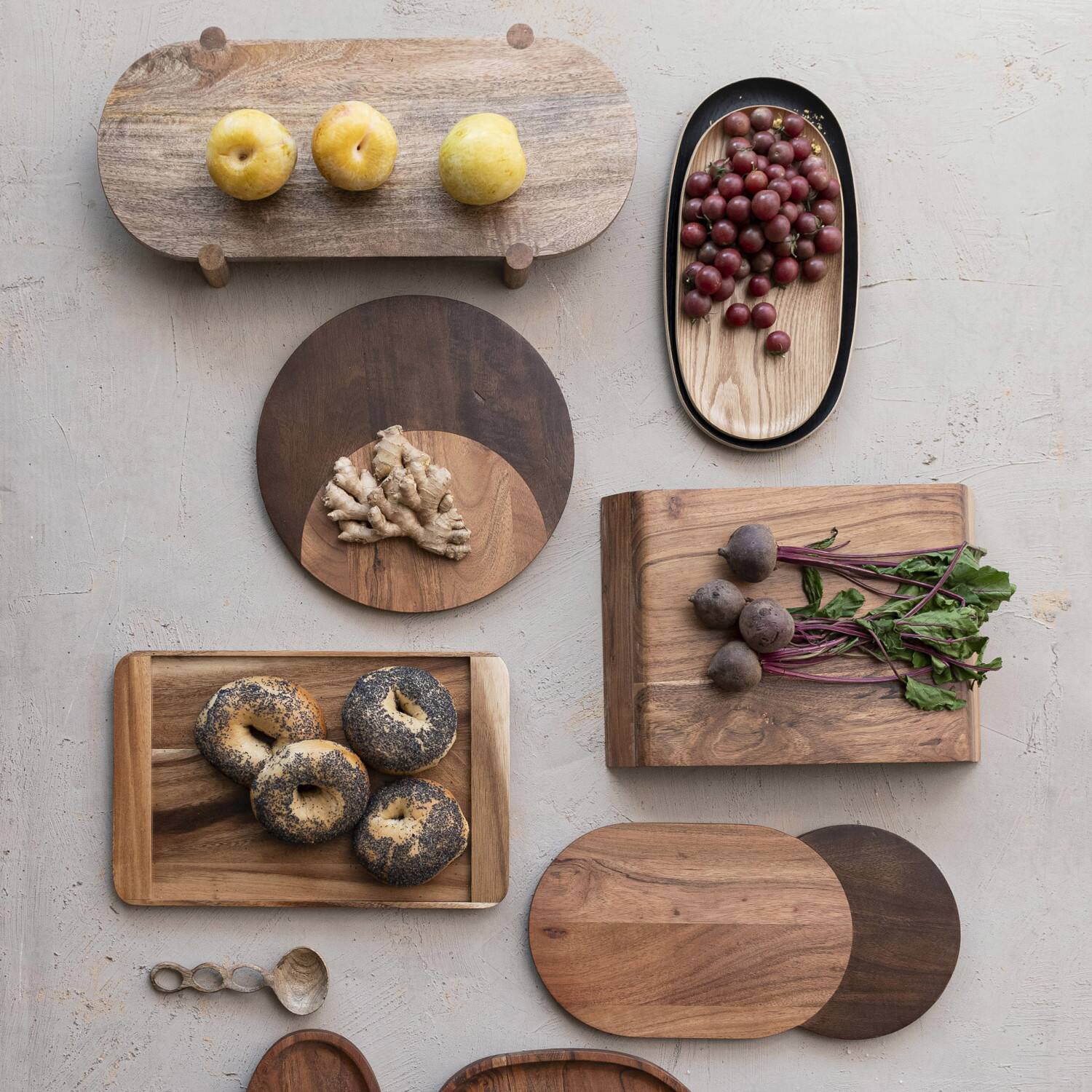 11.75&#x22; Natural &#x26; Walnut Round Two-Tone Wood Cheese &#x26; Cutting Board