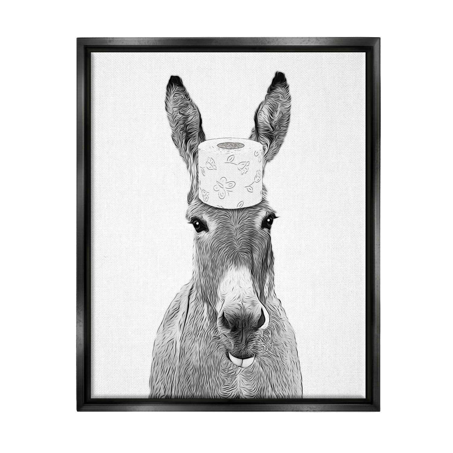 Stupell Industries Donkey Toilet Paper Funny Bathroom Floater Framed Art