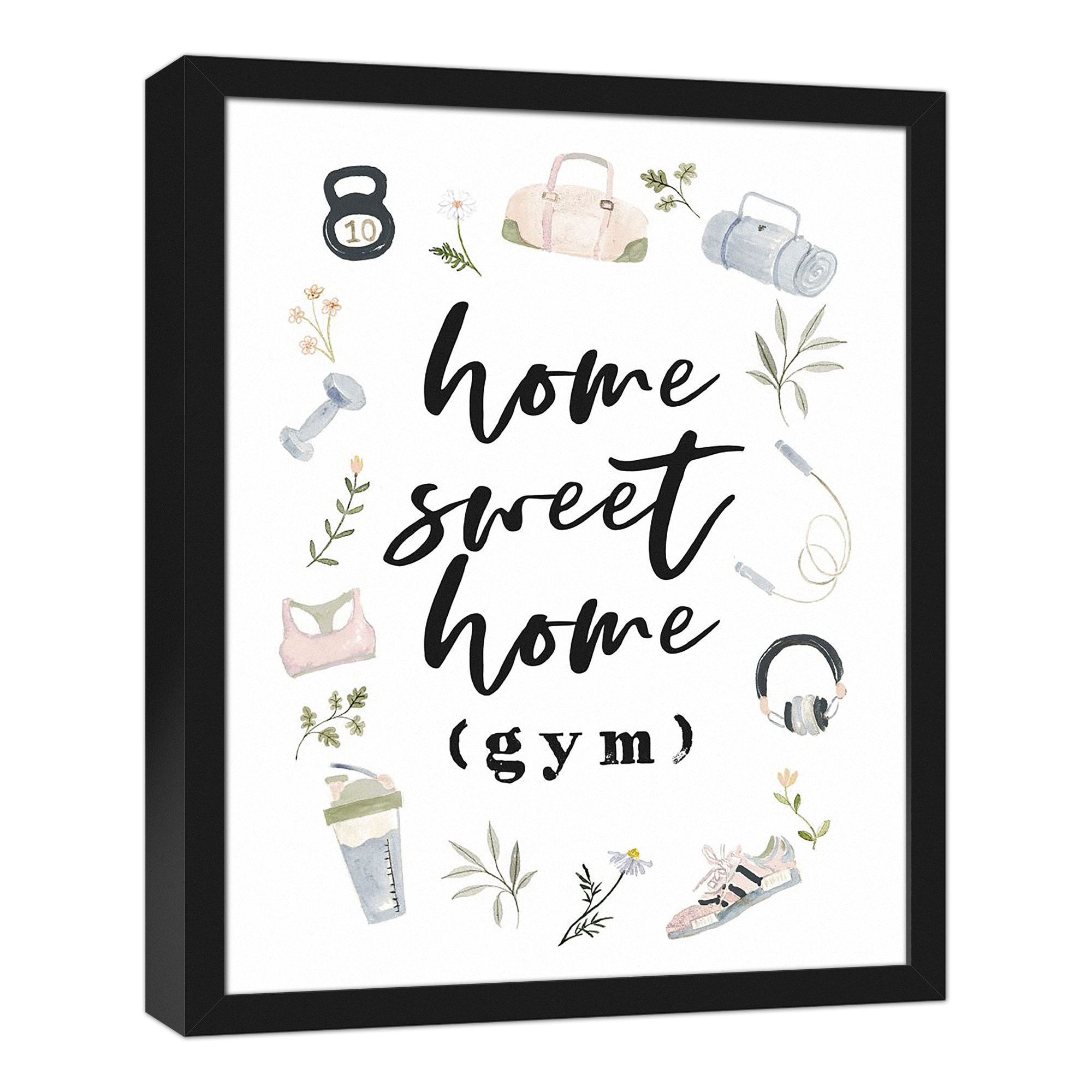 Home Sweet Home Gym 16" x 20" Black Framed Canvas