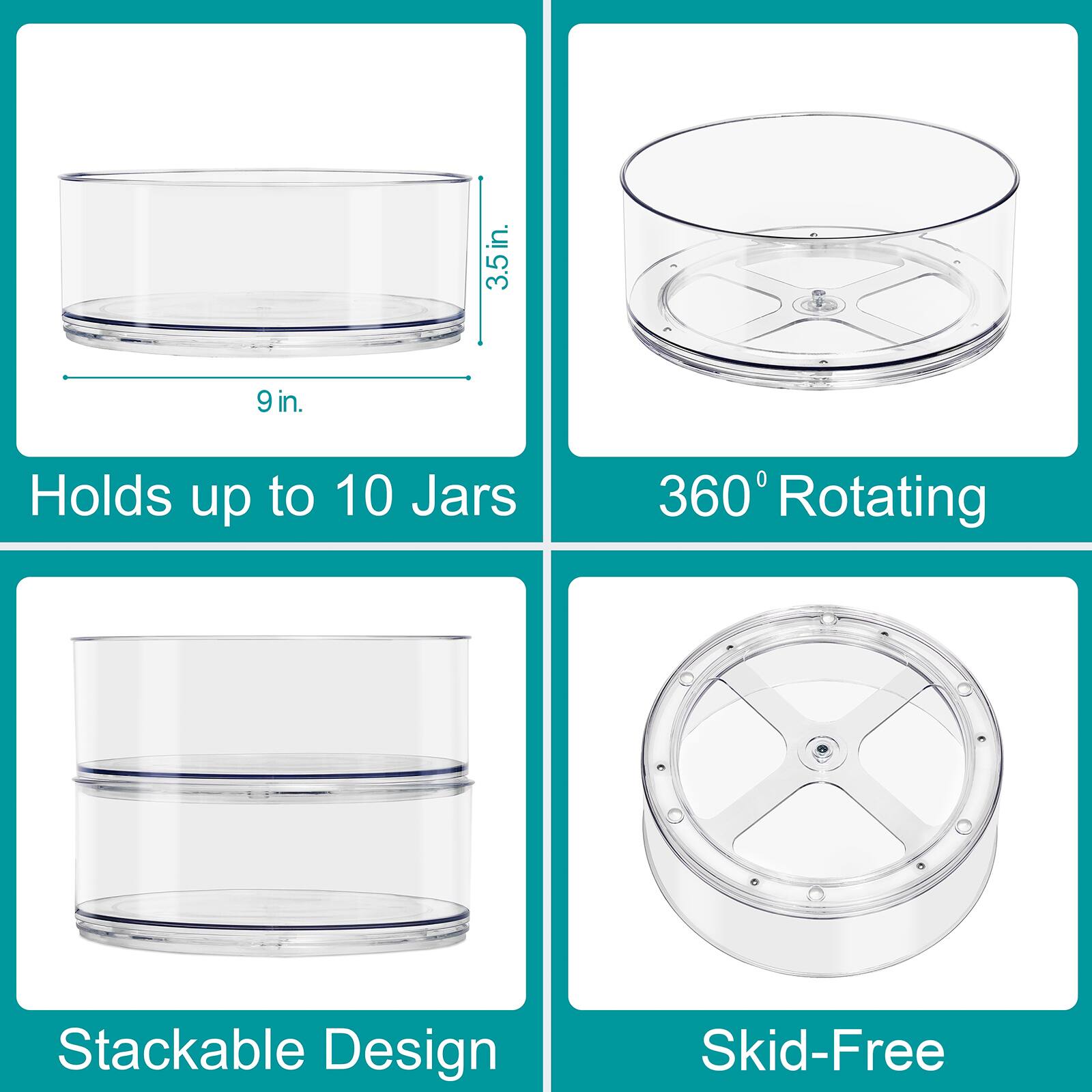 Sorbus 9&#x22; Clear Turntable Bins, 2ct.