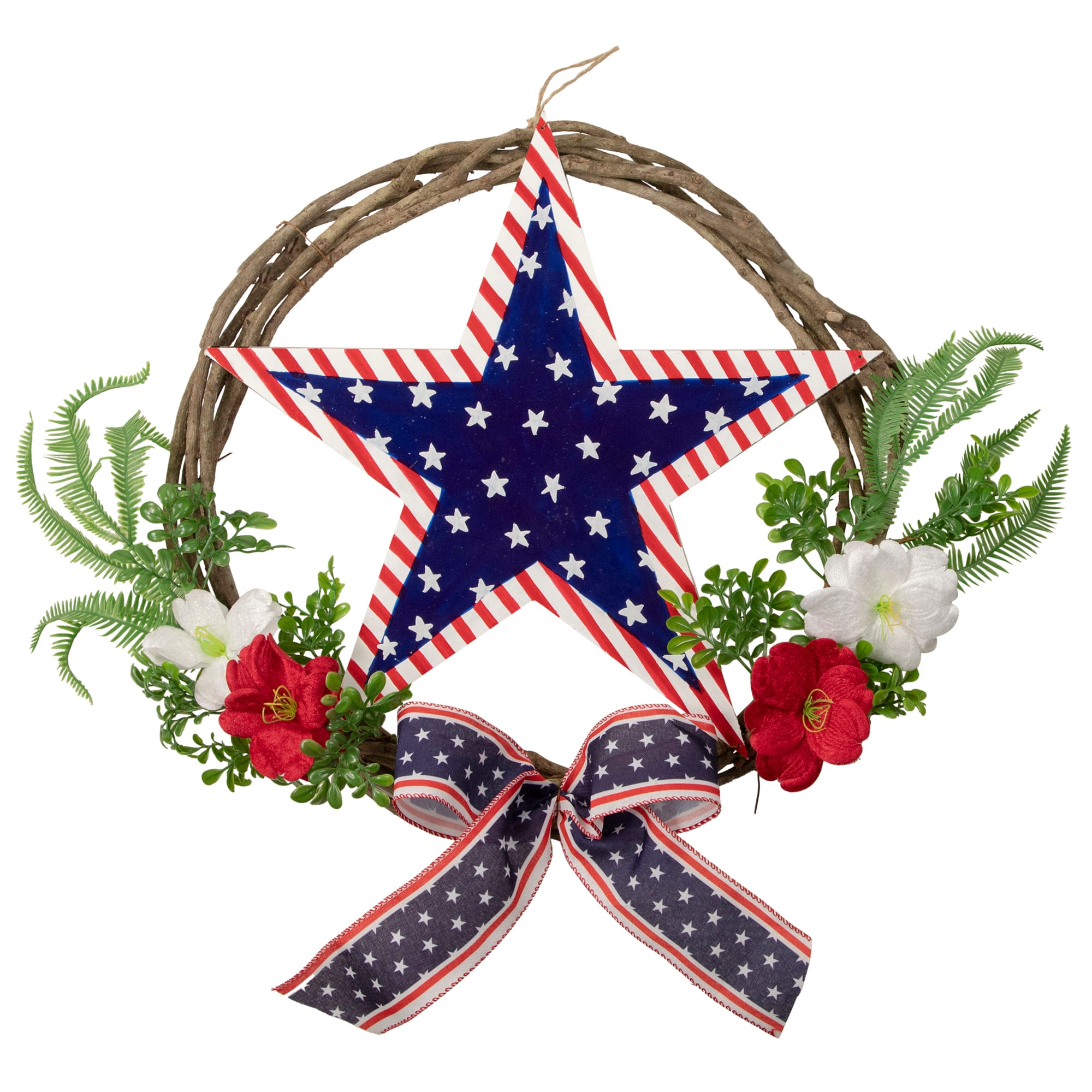 24&#x22; Americana Star &#x26; Mixed Floral Patriotic Wreath