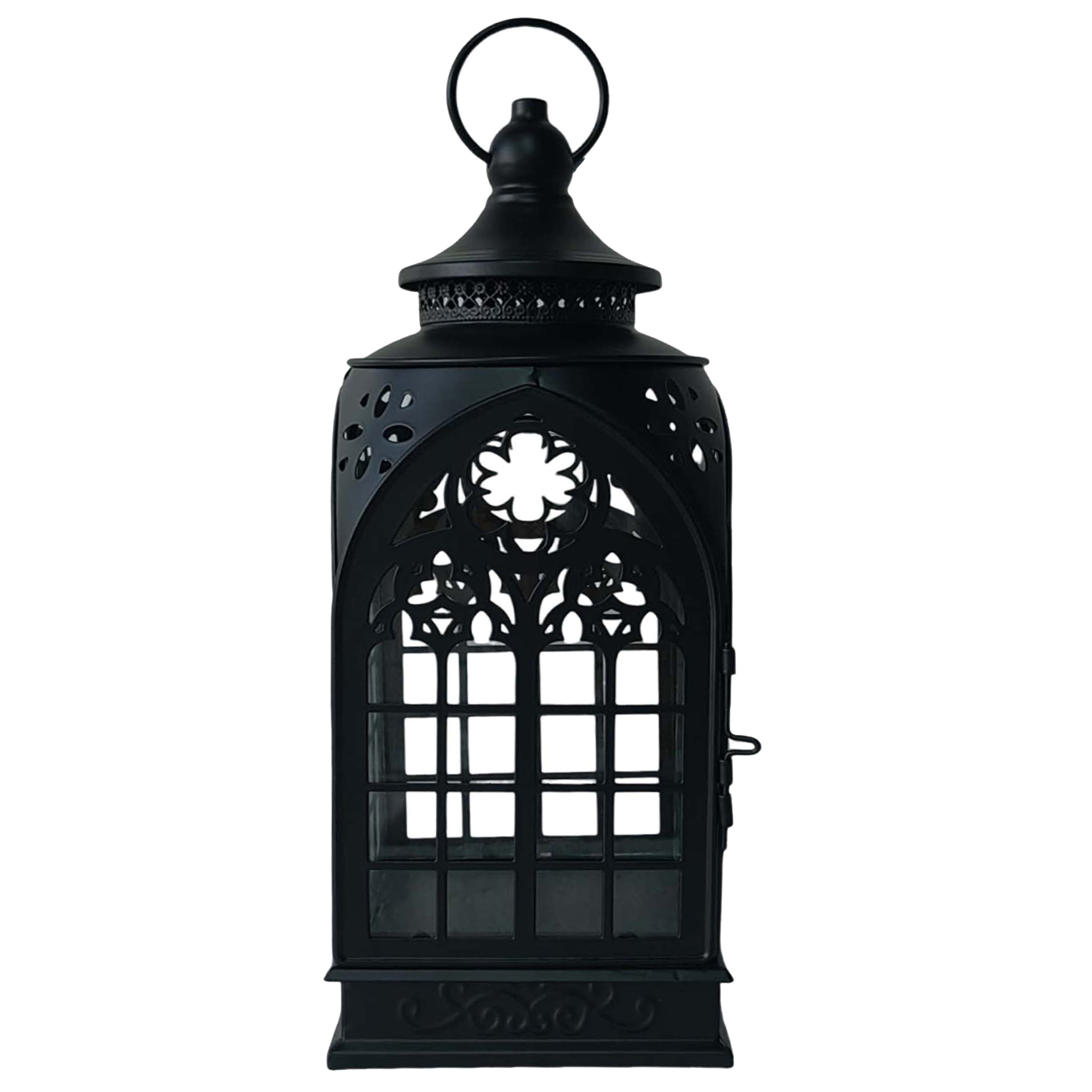 12.25&#x22; Black Cathedral Metal &#x26; Glass Lantern by Ashland&#xAE;