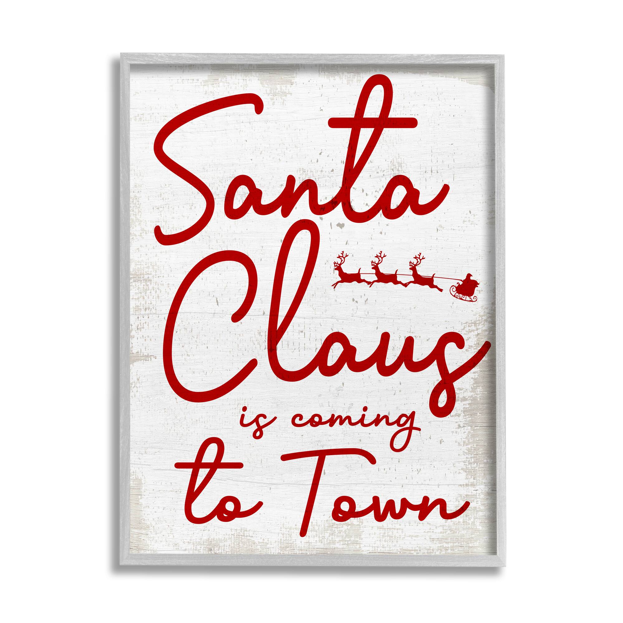 Stupell Industries Santa Claus Coming to Town Phrase Framed Giclee Art