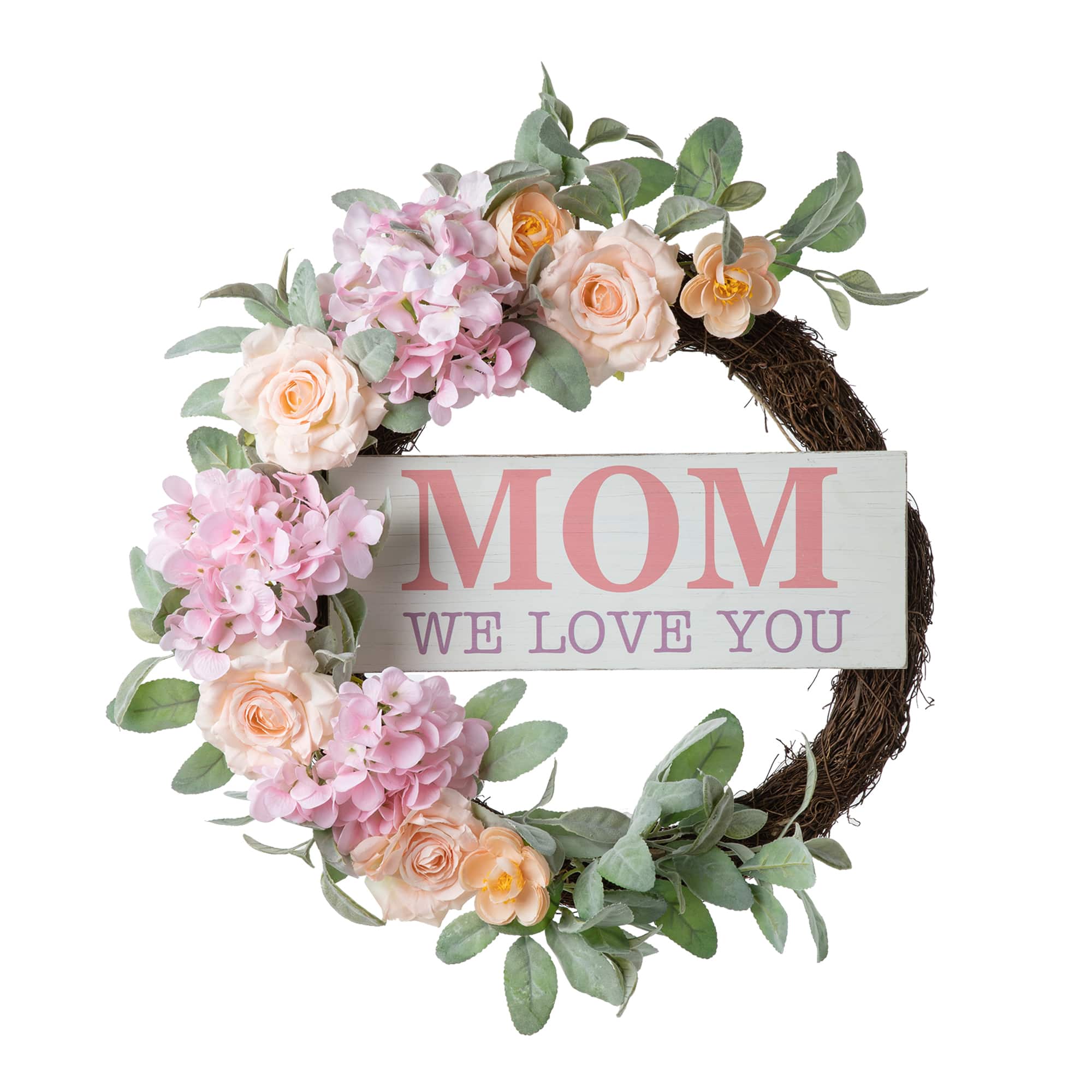 Glitzhome&#xAE; 22&#x22; Mother&#x27;s Day Floral Wreath