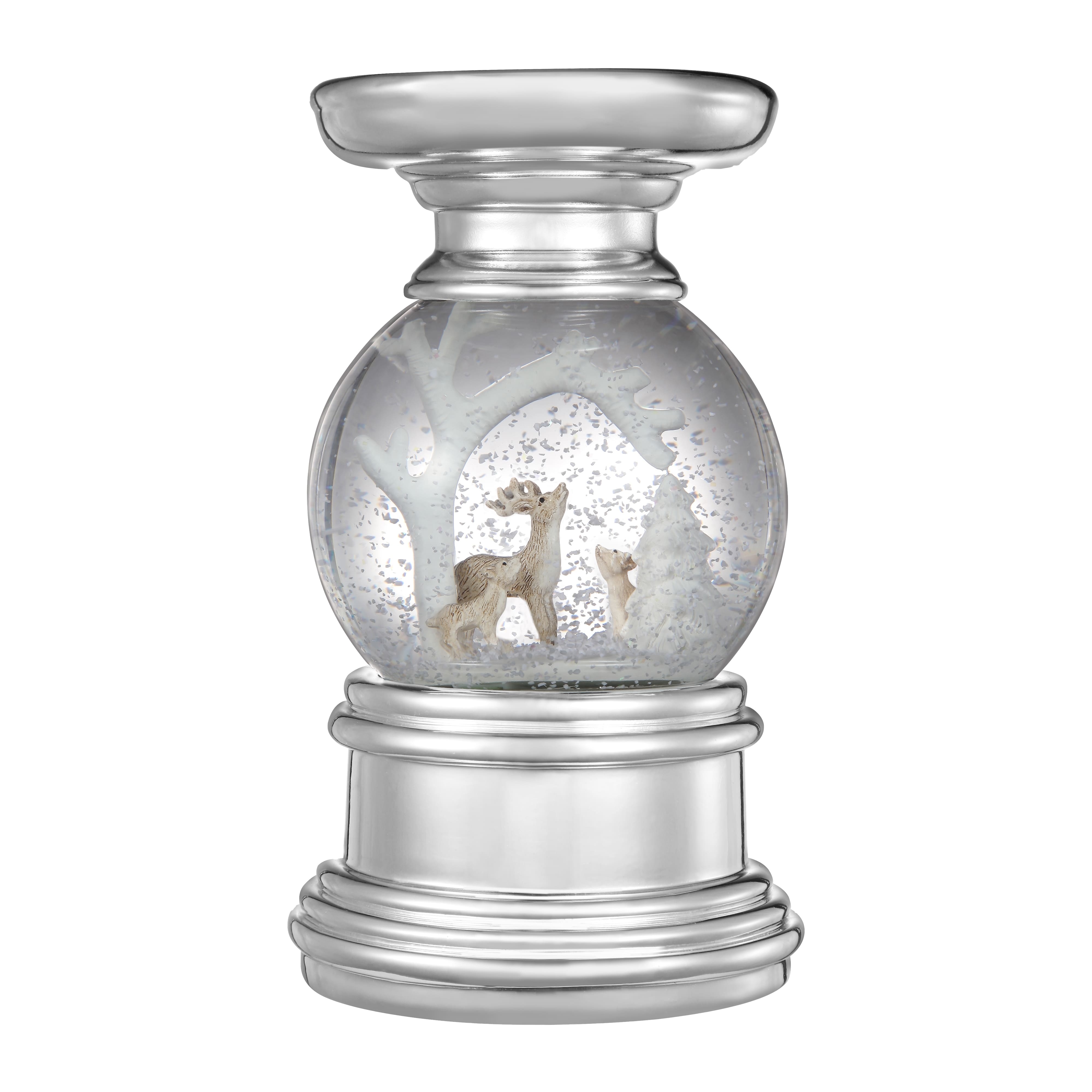 Haute Decor 6.5" Snowburst™ Christmas Deer Snowglobe Candle Holder