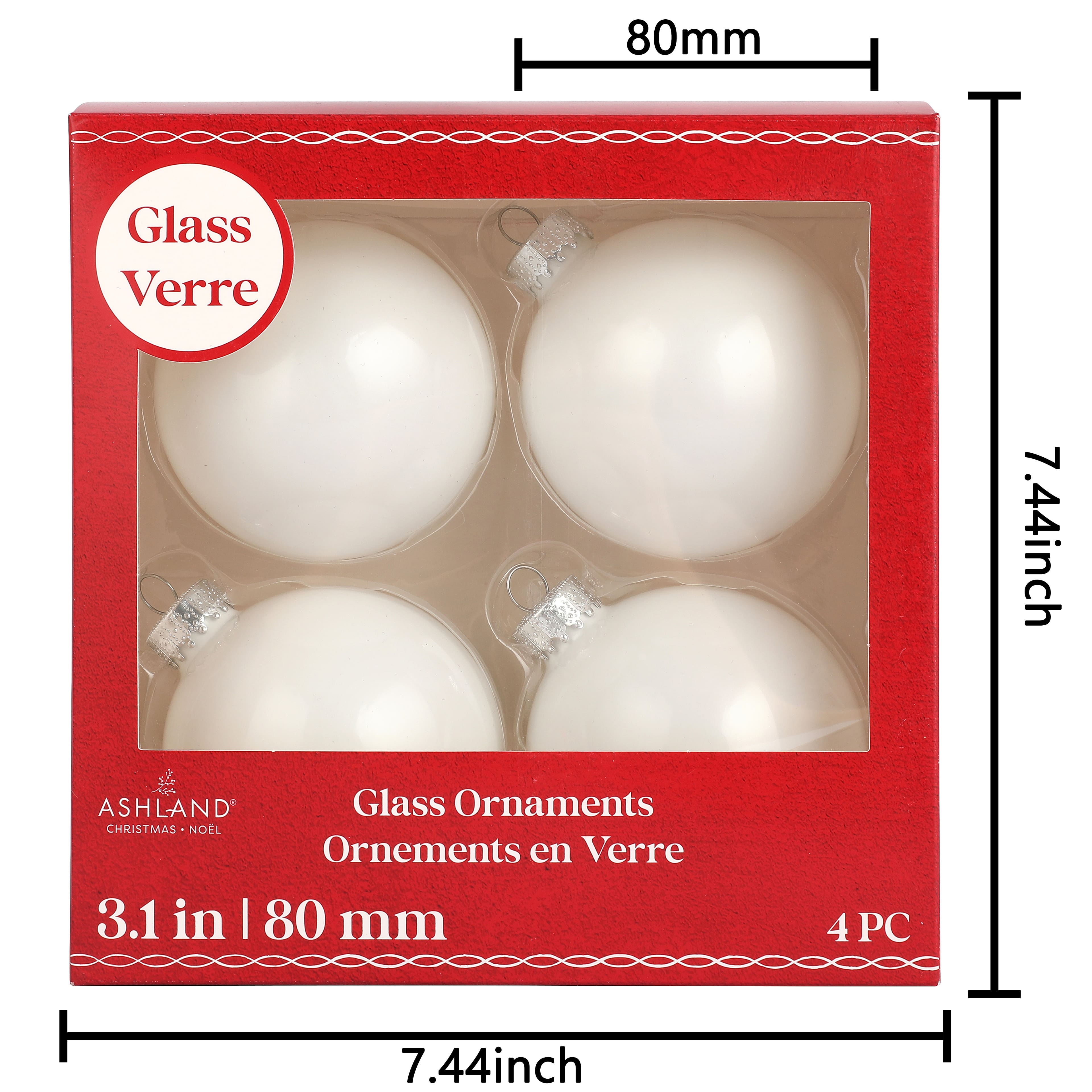 4 Pack 3.1&#x22; Shiny Glass Ball Ornaments by Ashland&#xAE;
