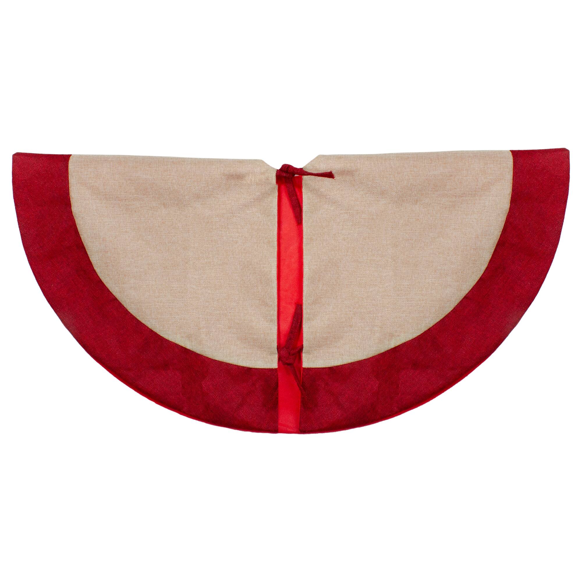 36" Santa Claus in Sleigh Burlap & Embroidered Christmas Tree Skirt