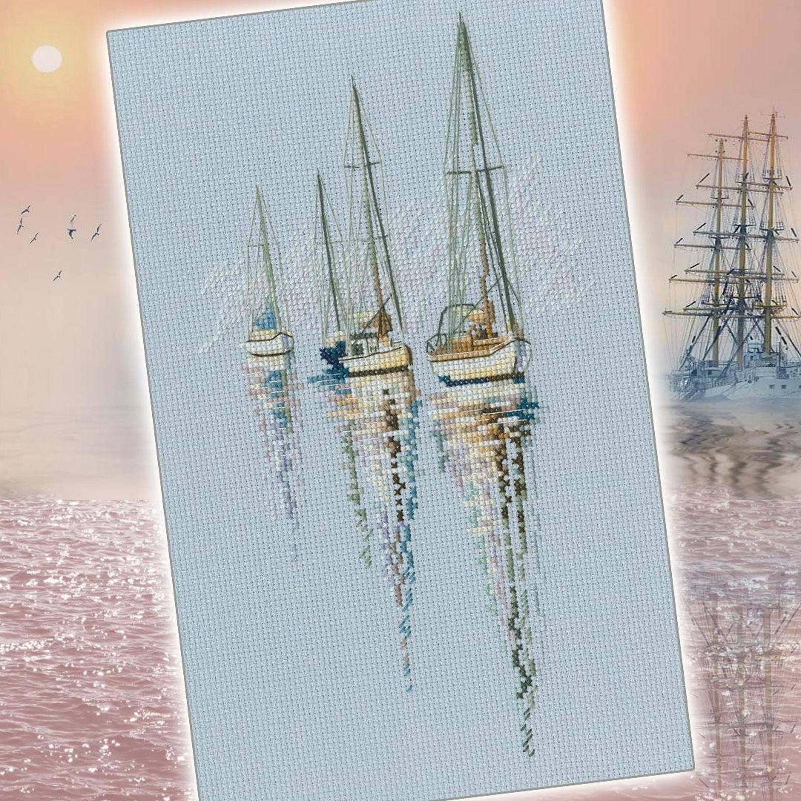 Grille De Point De Croix Lanarte - Bateau à Voile Yacht - Très Bon état (sans Fournitures)
