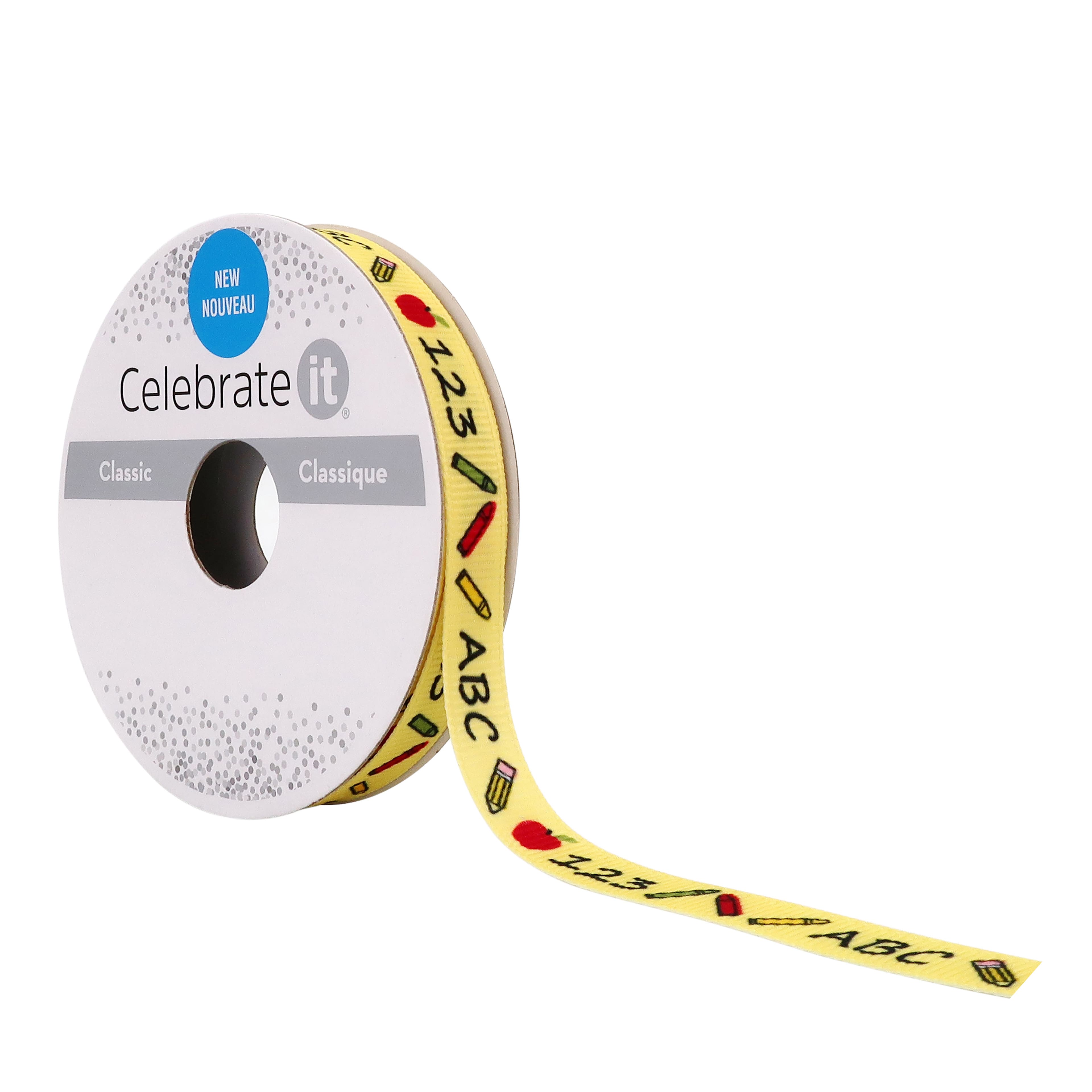 12 Pack: 3/8" x 7yd. Grosgrain ABC & 123 Ribbon by Celebrate It™