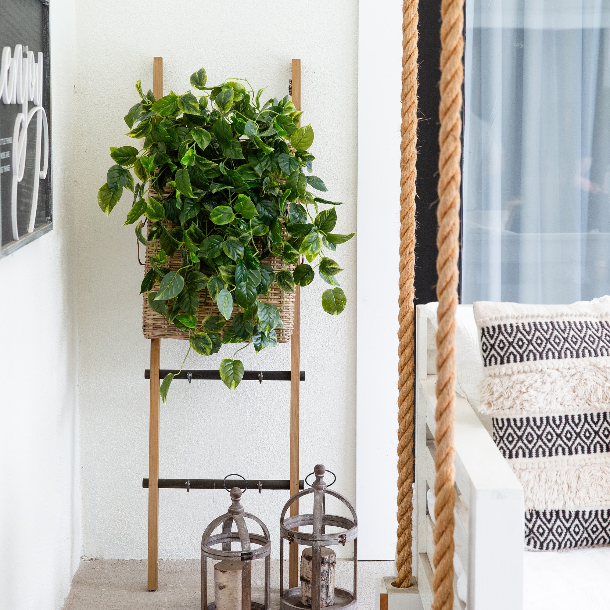 36" UV Resistant Artificial Pothos Hanging Plant, 2ct.