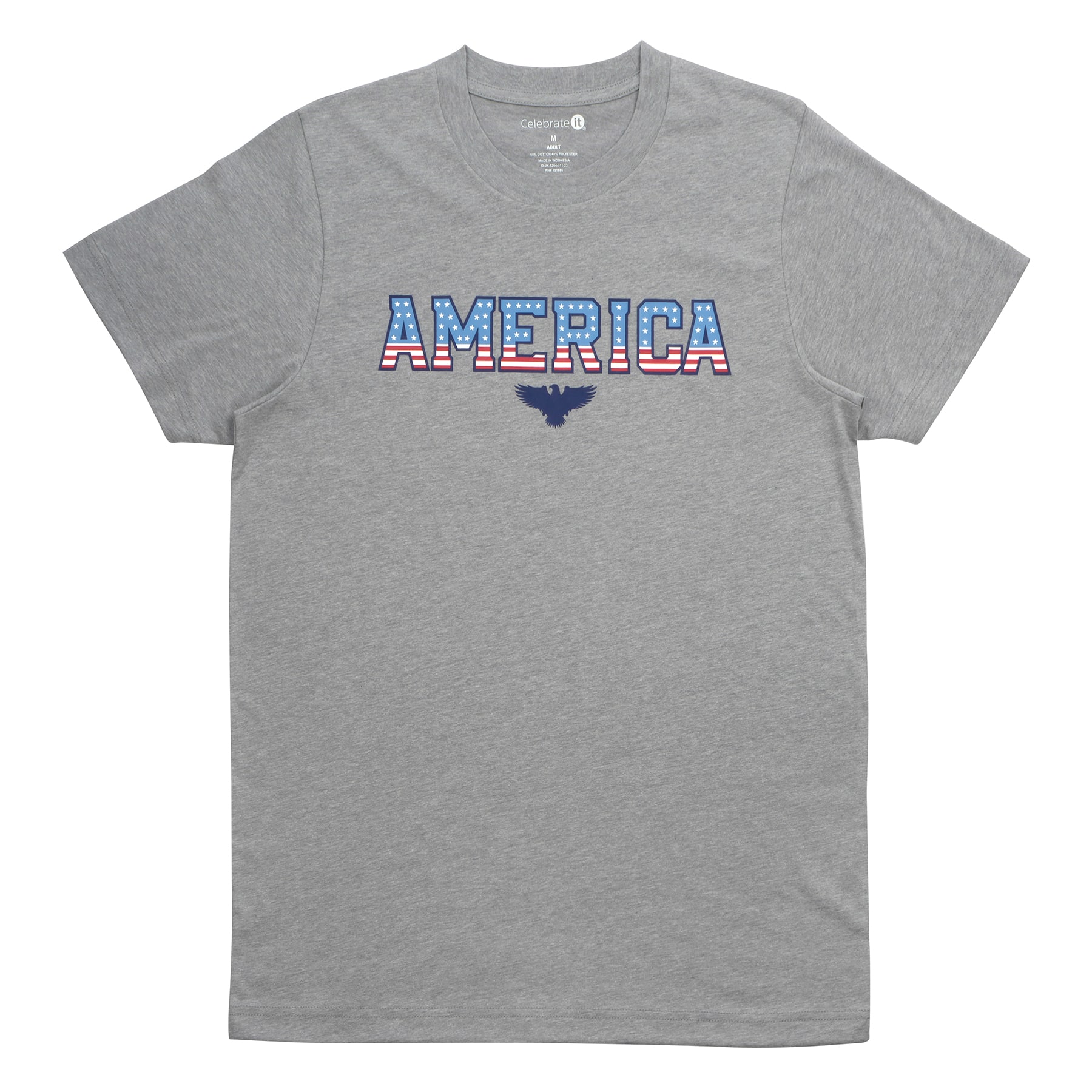 Gray America Adult Crew Neck T-Shirt by Celebrate It&#x2122;