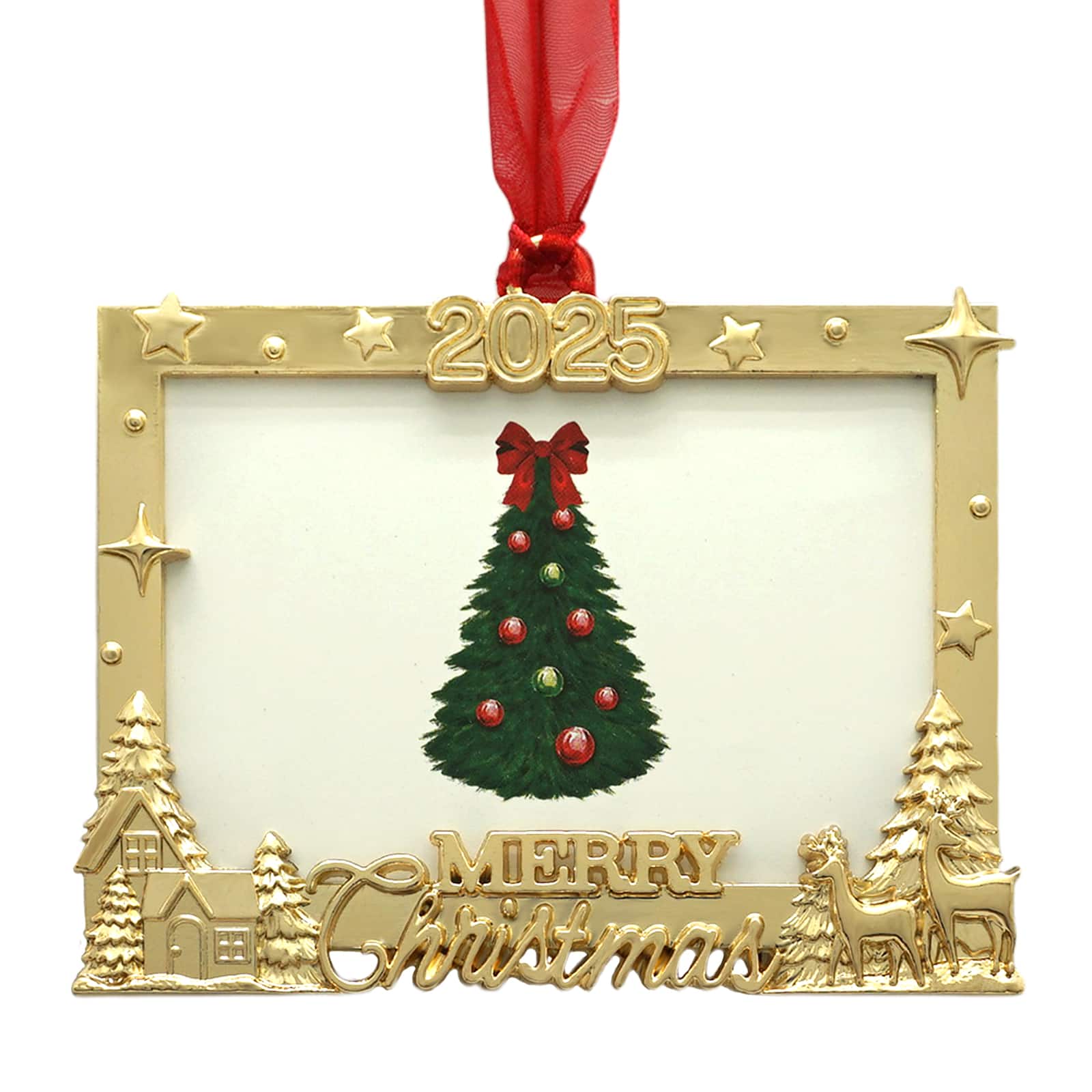 2&#x22; x 3&#x22; Gold Merry Christmas Metal Ornament Frame by Studio D&#xE9;cor&#xAE;