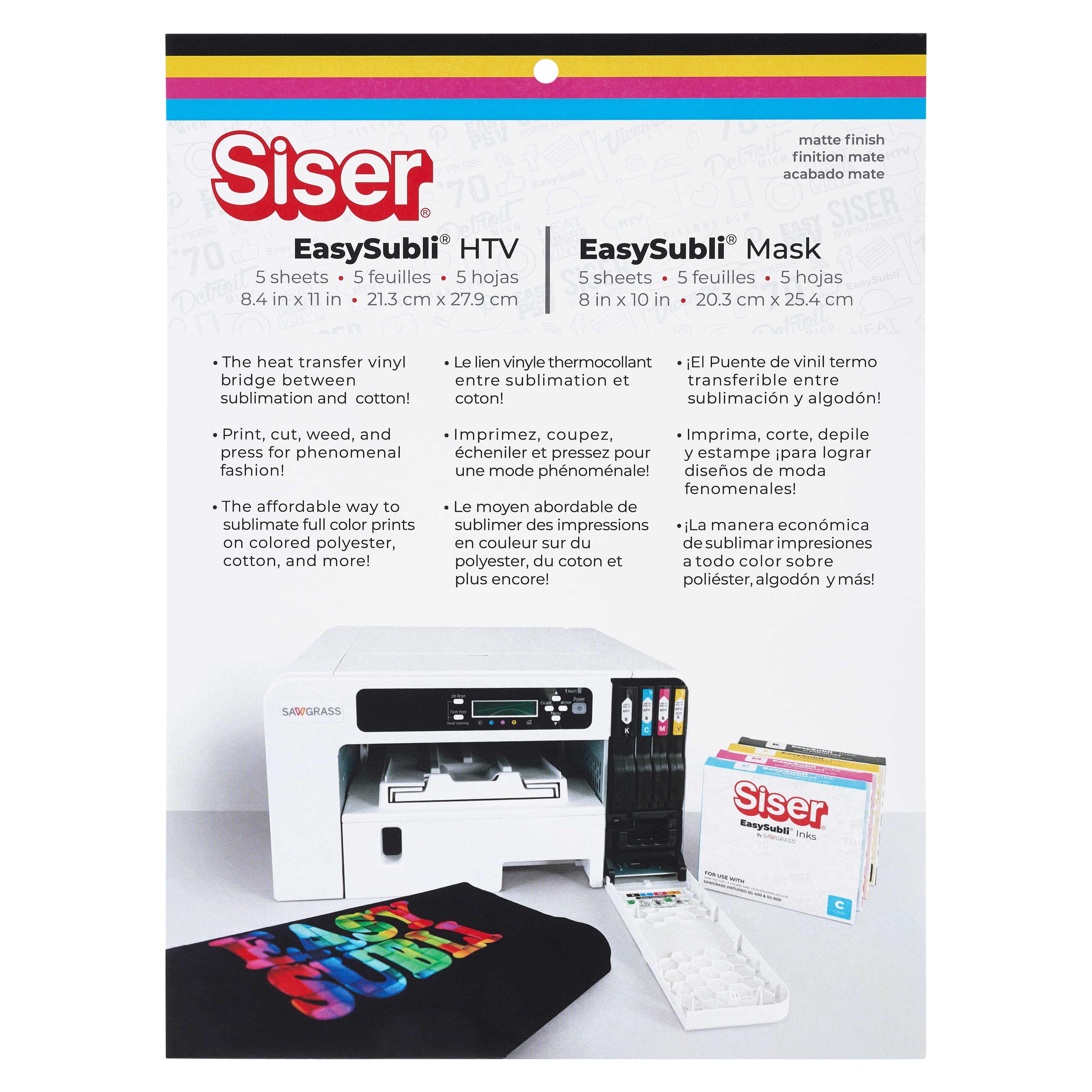 Siser EasySubli Sublimation Iron-On Heat Transfer Vinyl HTV 8.4 x 11 -  100 Sheets 