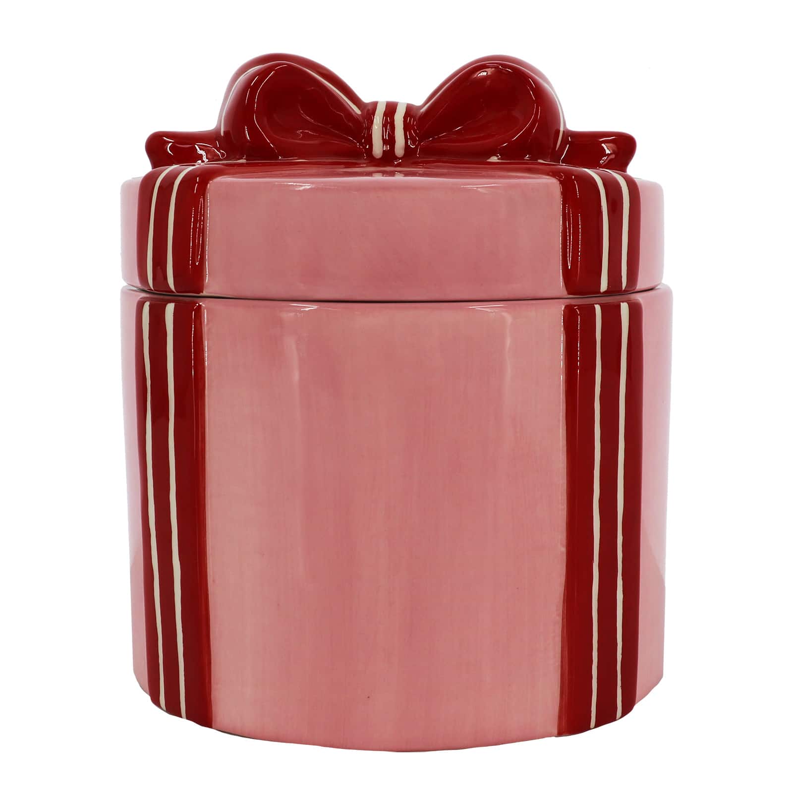 6.5&#x22; Pink &#x26; Red Gift Ceramic Container with Lid by Ashland&#xAE;