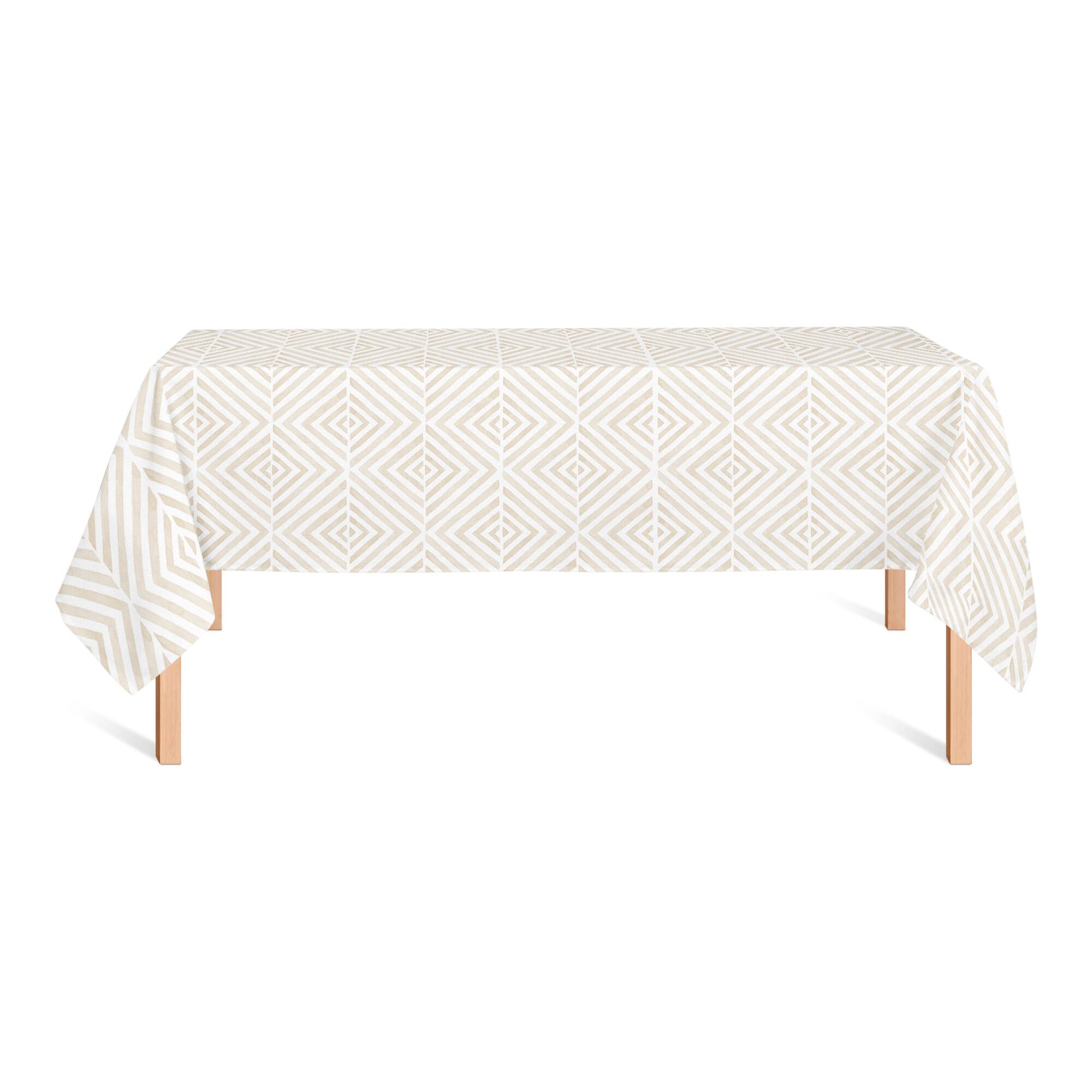 8.5ft. Cream Diamond Pattern Tablecloth