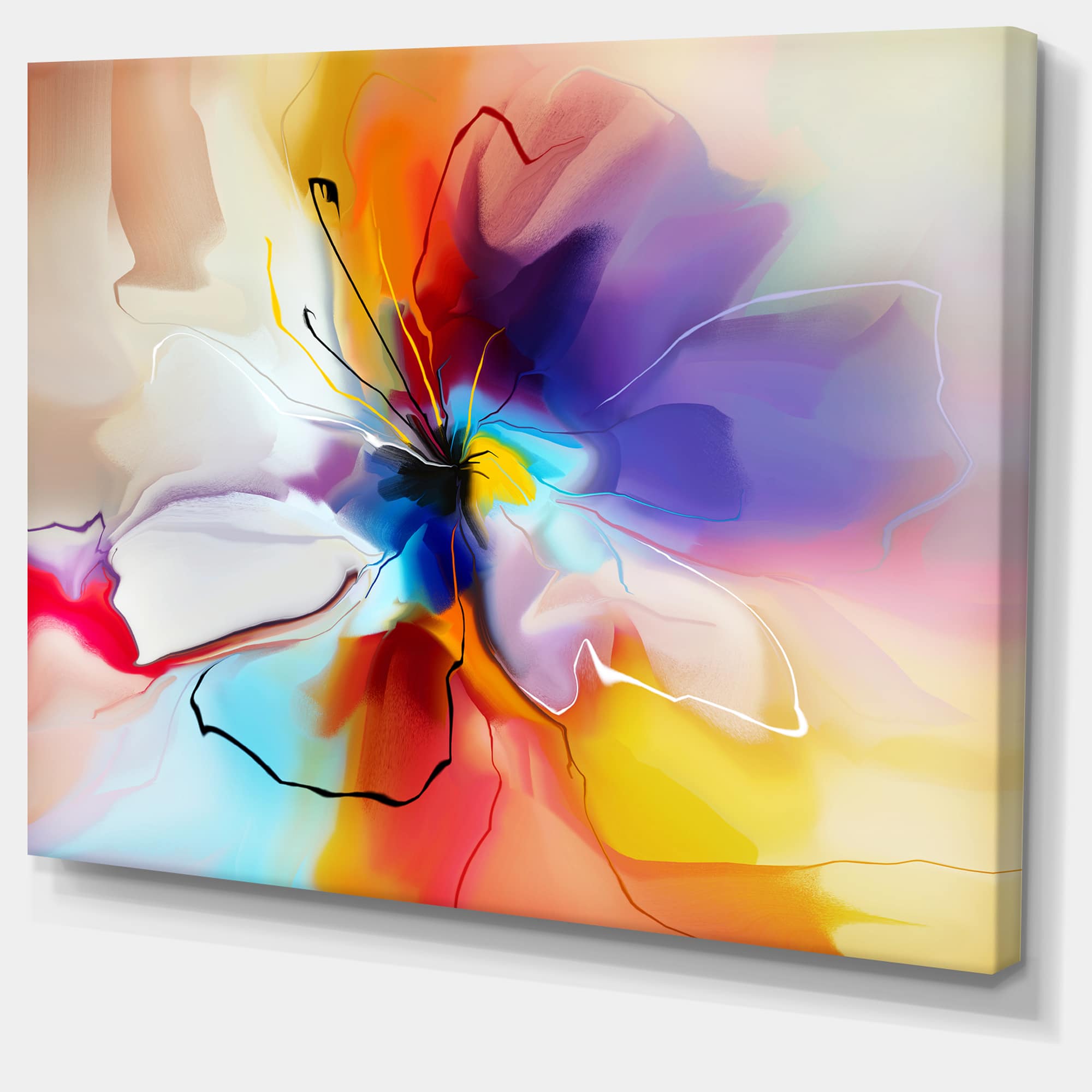 Designart - Creative Flower in Multiple Colors - Large Floral canvas art