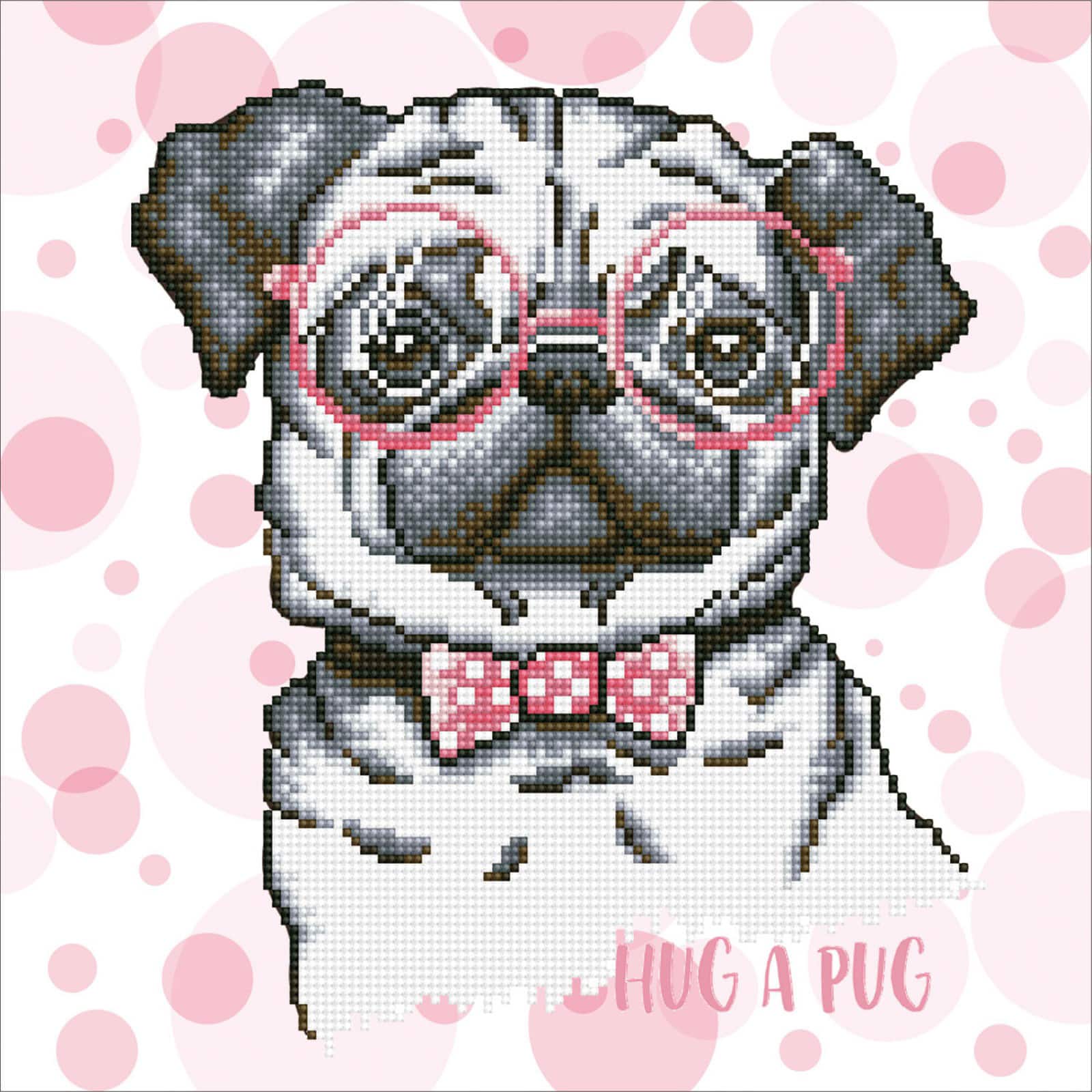 Diamond Dotz® Intermediate Hug a Pug with Frame Diamond Painting Kit