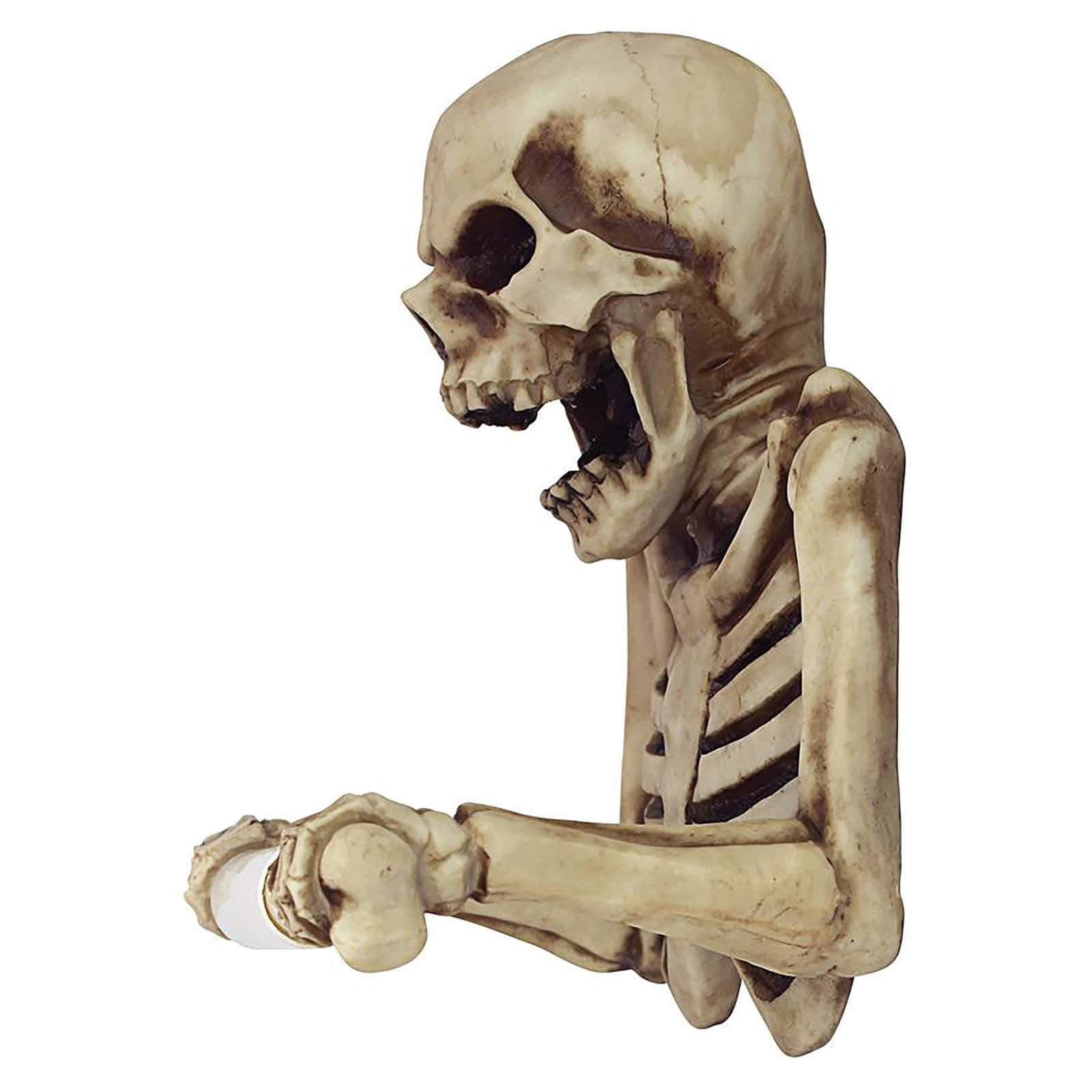 Design Toscano 9.5&#x22; Bone Dry Skeleton Bathroom Toilet Paper Holder