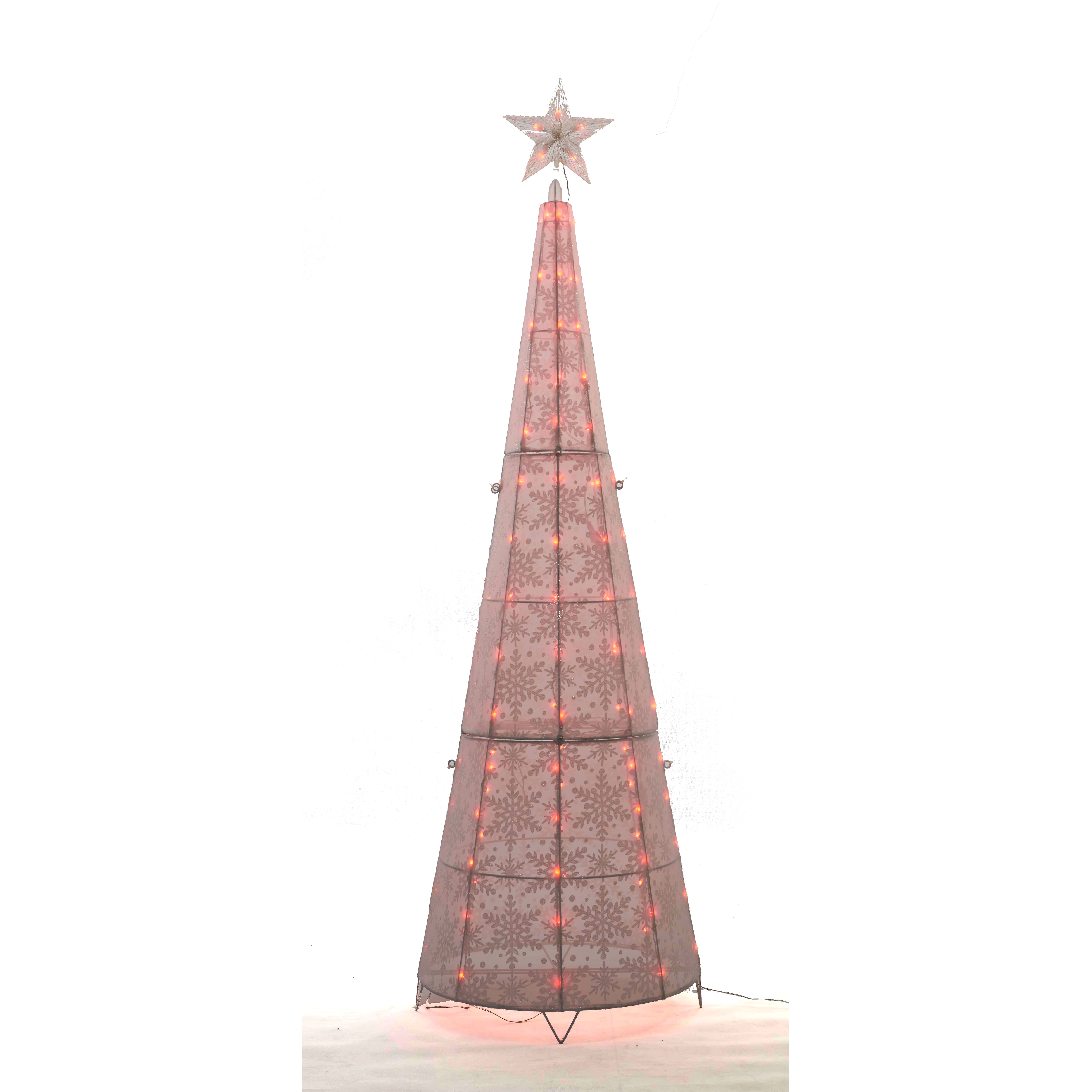 72'' Color Changing LED Glittering Snowflake Cone Tree Sculpture