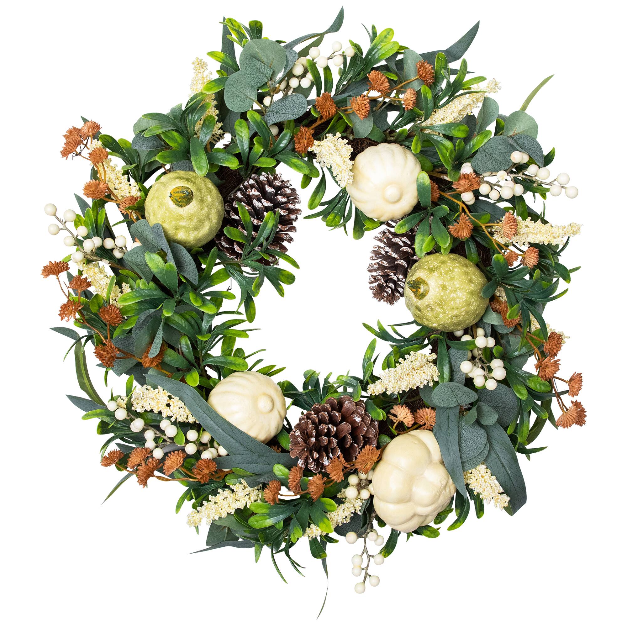 24" Gourds & Foliage Thanksgiving Wreath